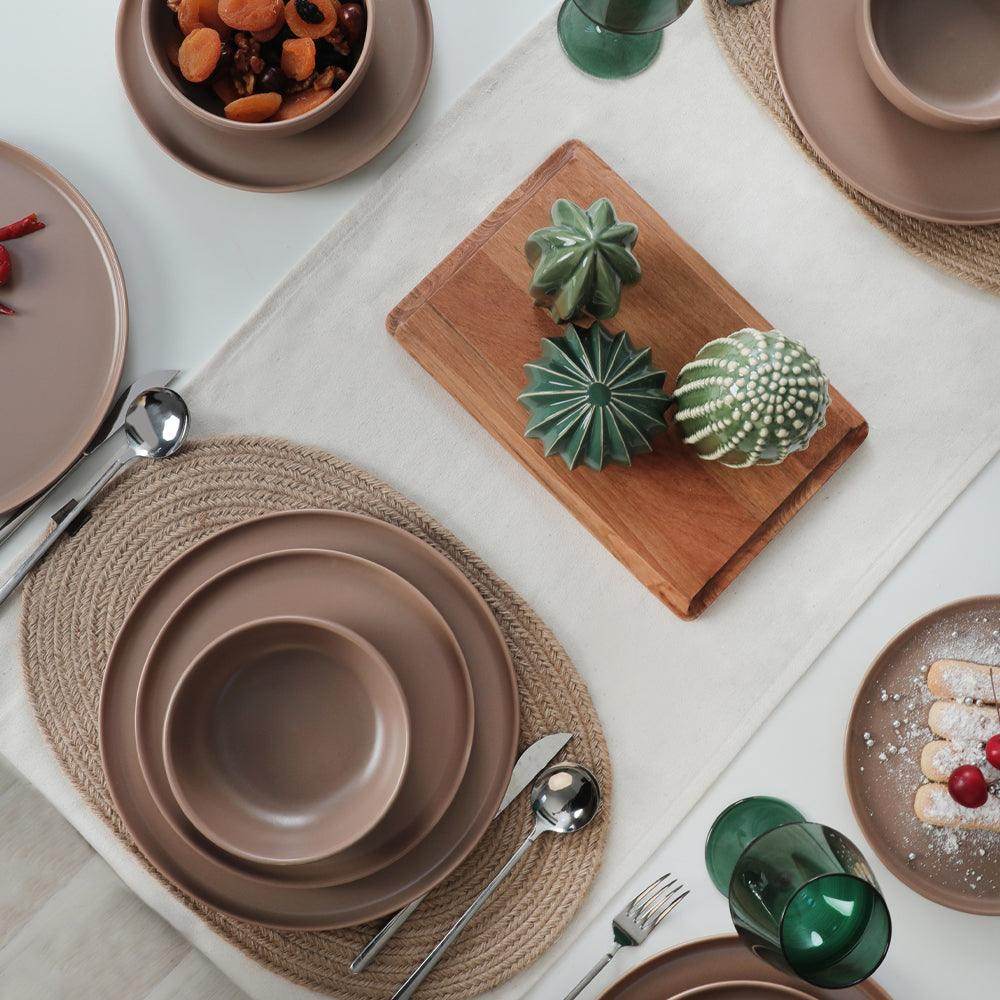 Nordic Mat Toprak Taupe Yemek Takımı 18 Parça 6 Kişilik 977