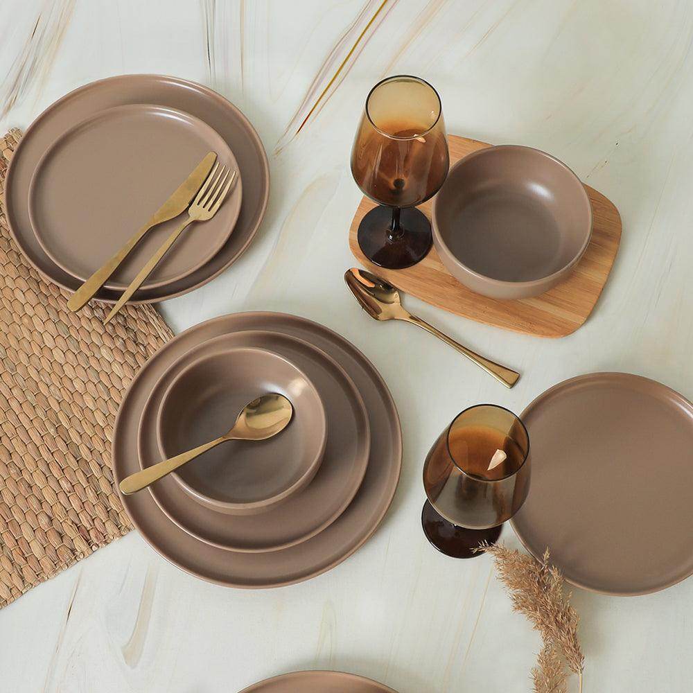 Nordic Mat Toprak Taupe Yemek Takımı 18 Parça 6 Kişilik 977