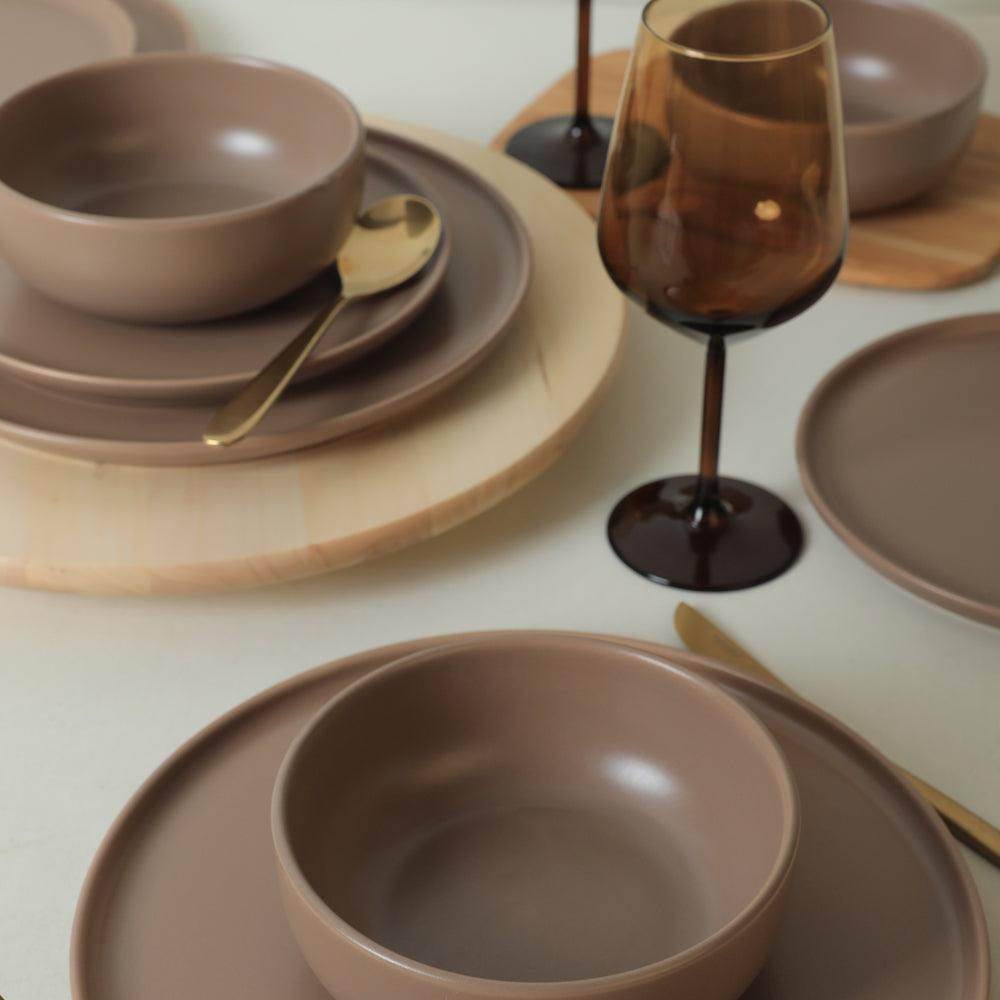 Nordic Mat Toprak Taupe Yemek Takımı 18 Parça 6 Kişilik 977