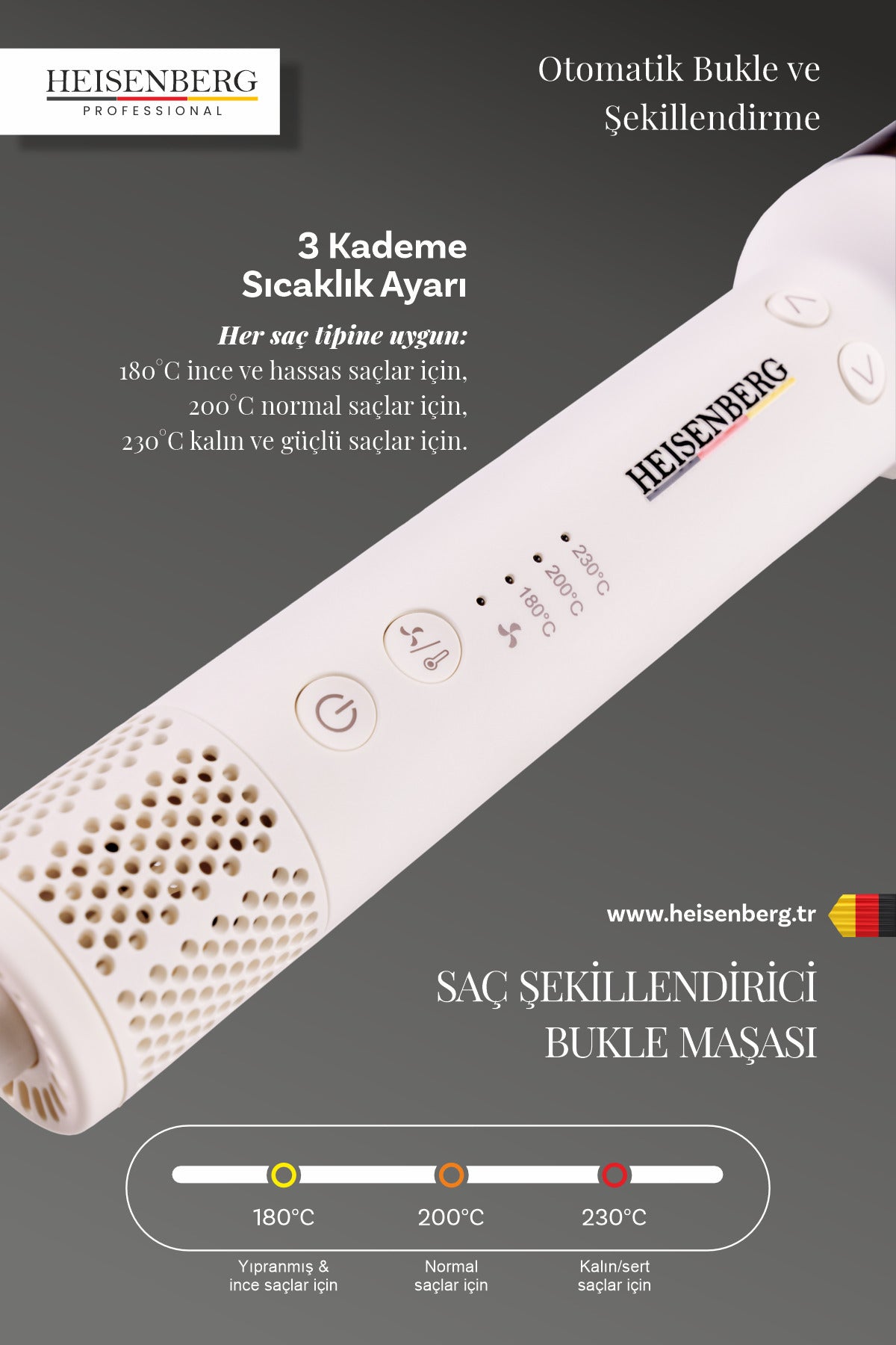 HEISENBERG Bukle Maşası | Negatif İyon Teknolojili Saç Şekillendirici