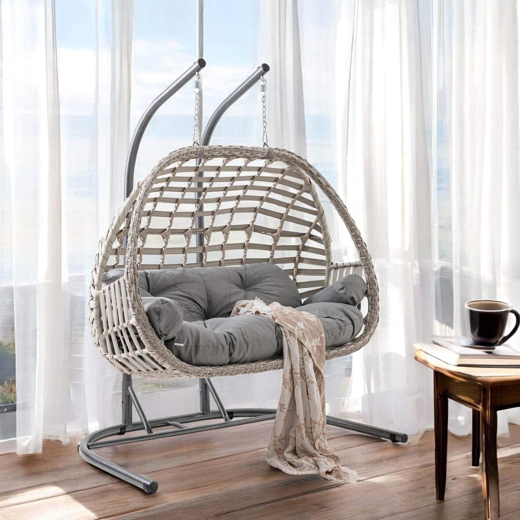 Oylat | Çiftli Rattan Bahçe Salıncağı | Rehome Balkon Salıncağı