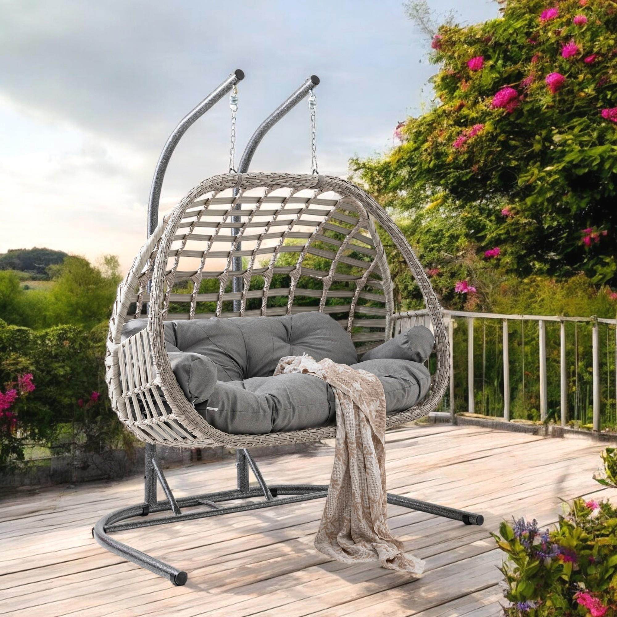 Oylat | Çiftli Rattan Bahçe Salıncağı | Rehome Balkon Salıncağı