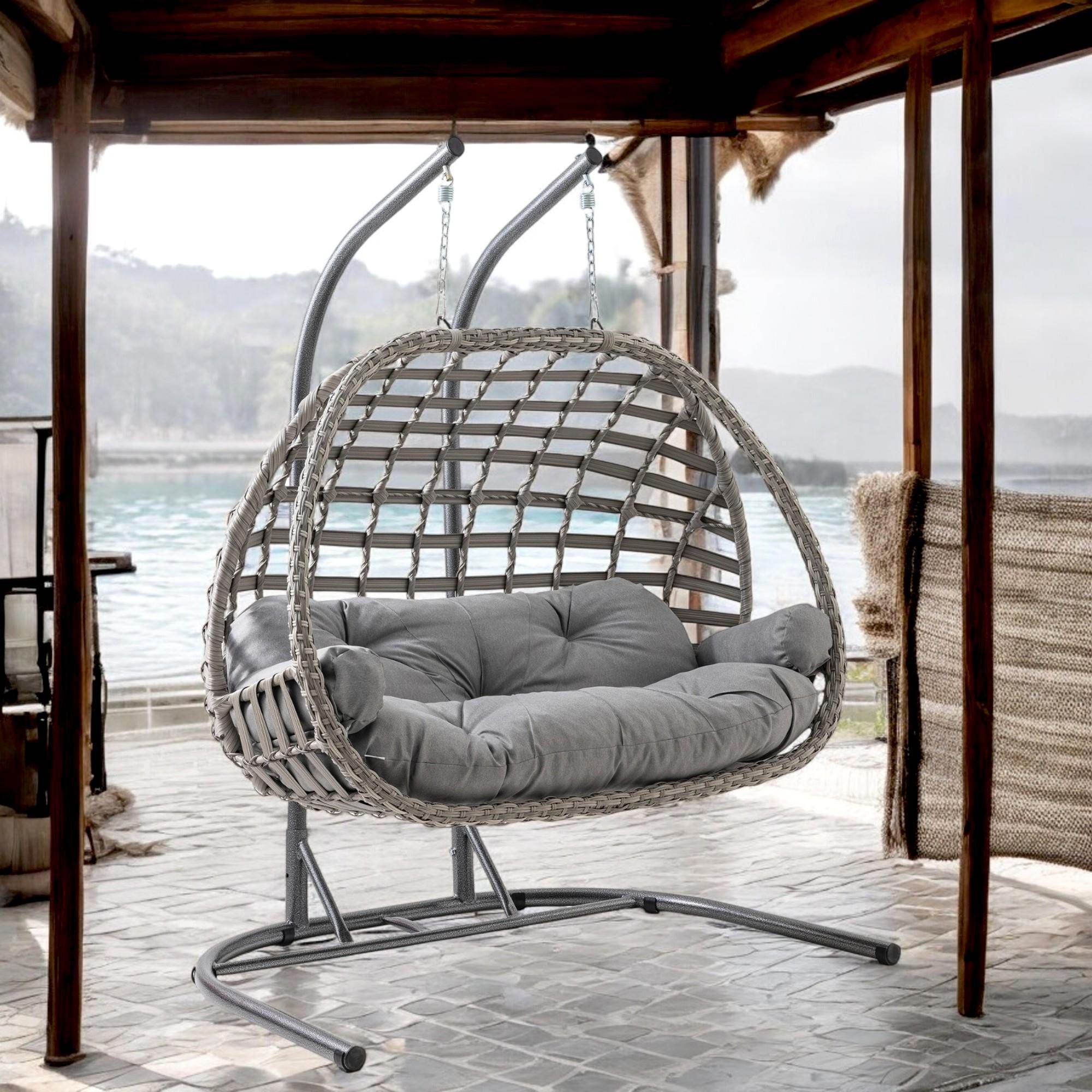 Oylat | Çiftli Rattan Bahçe Salıncağı | Rehome Balkon Salıncağı