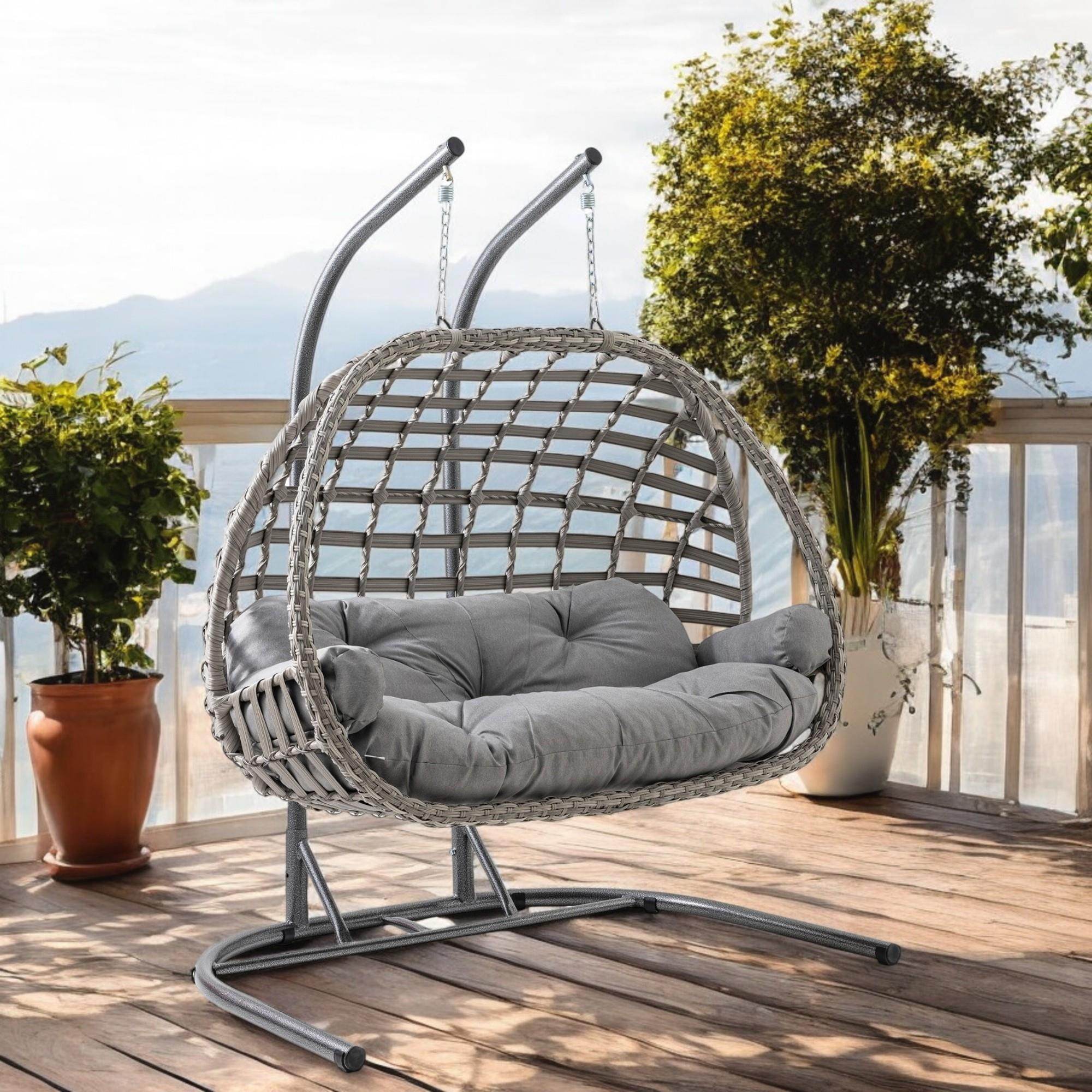 Oylat | Çiftli Rattan Bahçe Salıncağı | Rehome Balkon Salıncağı