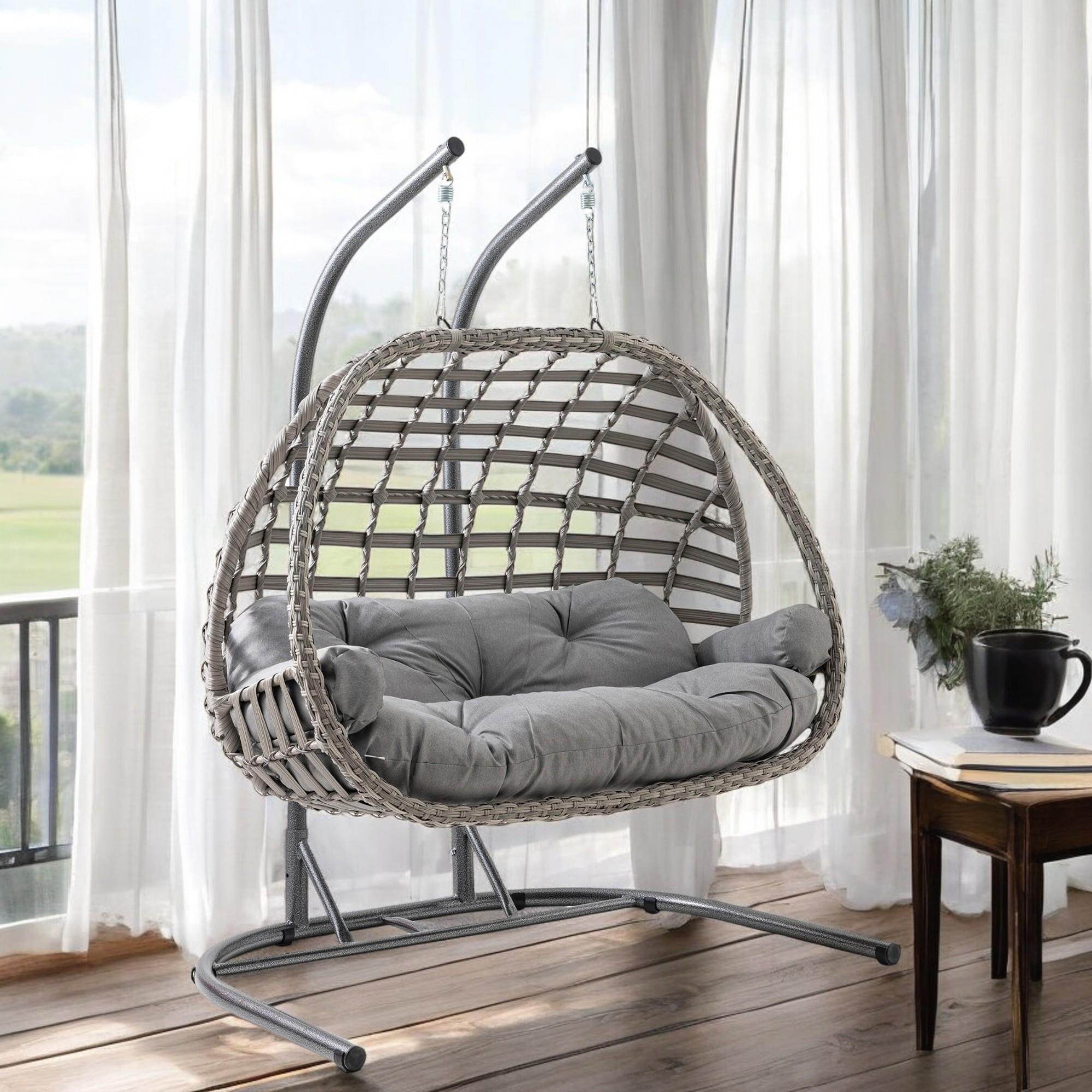 Oylat | Çiftli Rattan Bahçe Salıncağı | Rehome Balkon Salıncağı