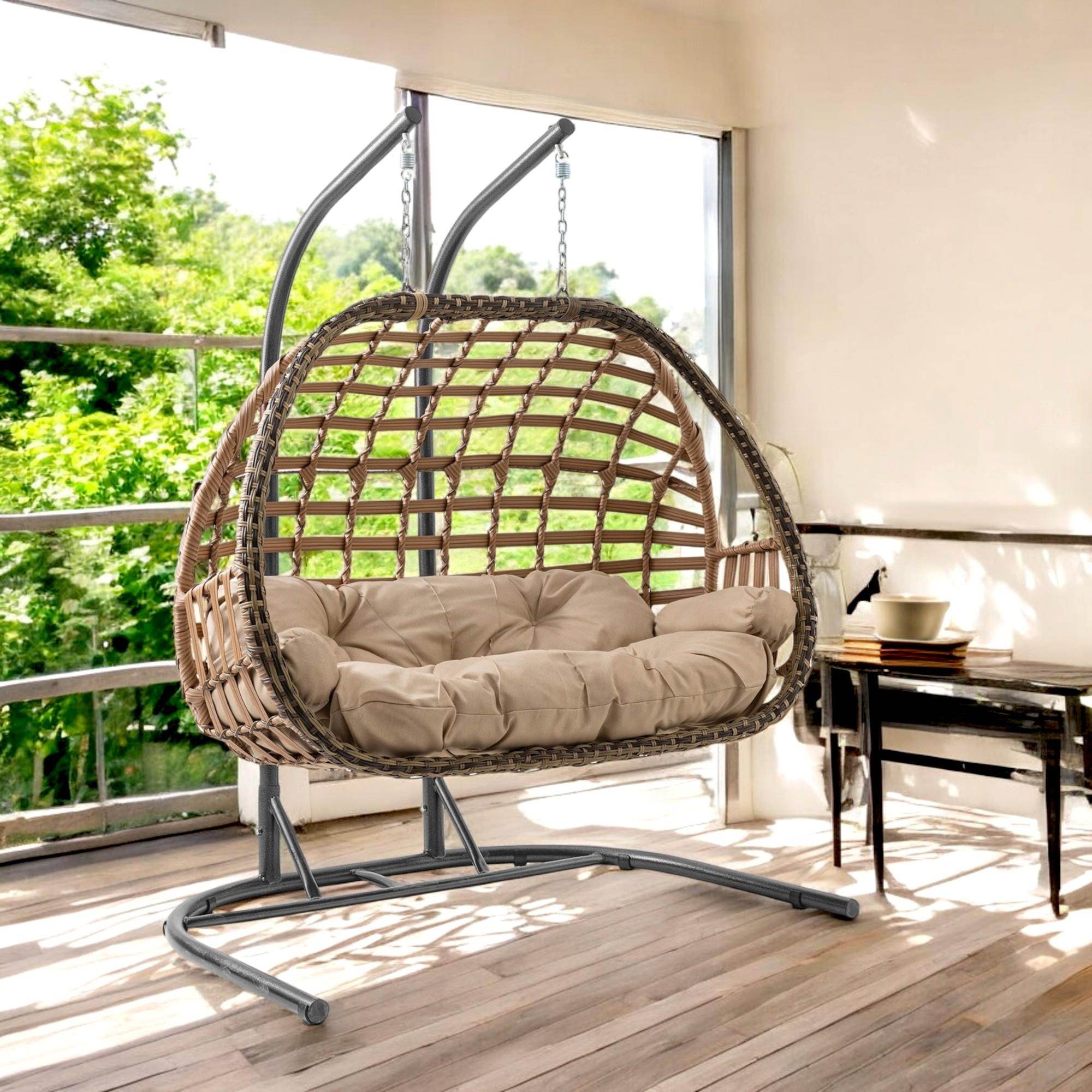 Oylat | Çiftli Rattan Bahçe Salıncağı | Rehome Balkon Salıncağı