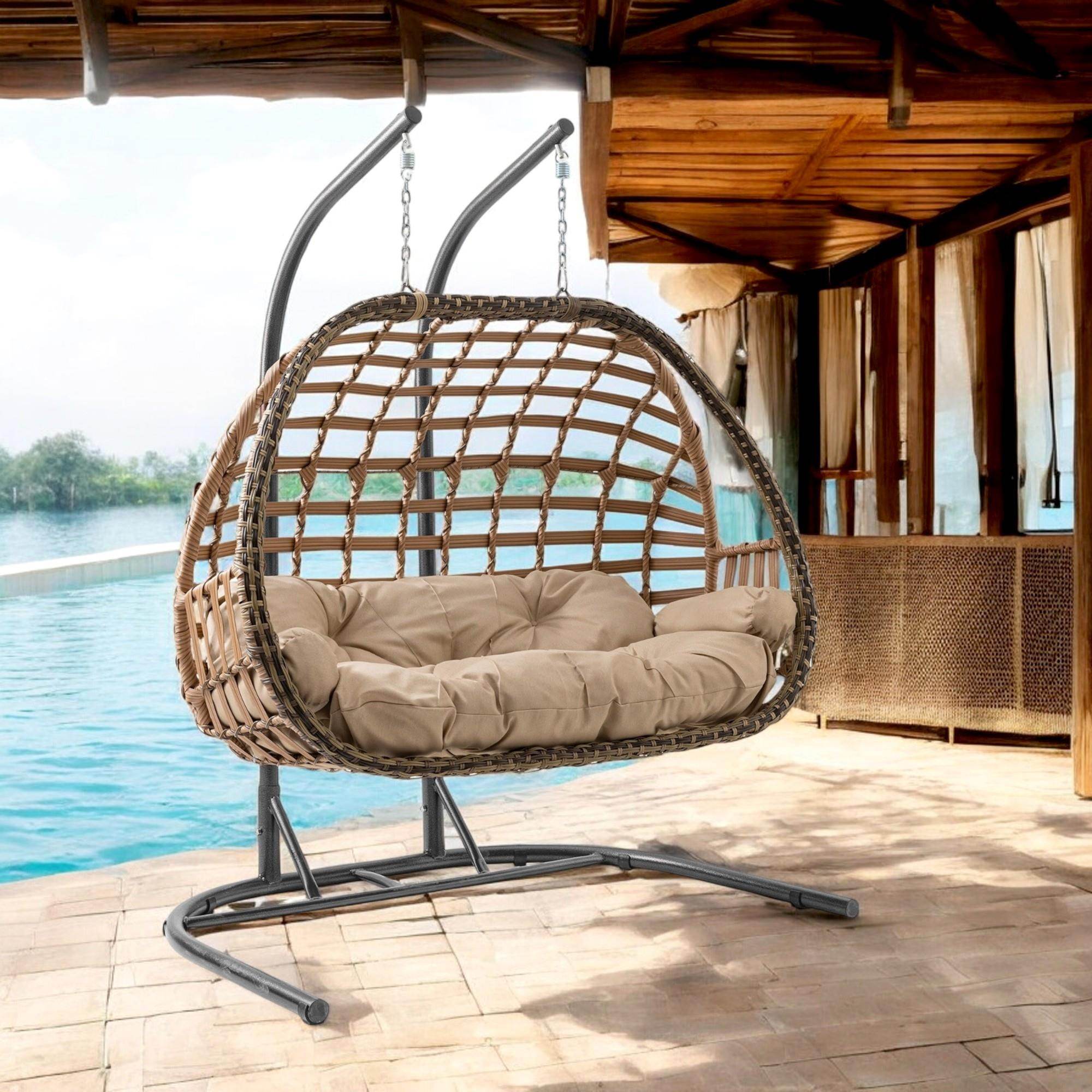 Oylat | Çiftli Rattan Bahçe Salıncağı | Rehome Balkon Salıncağı