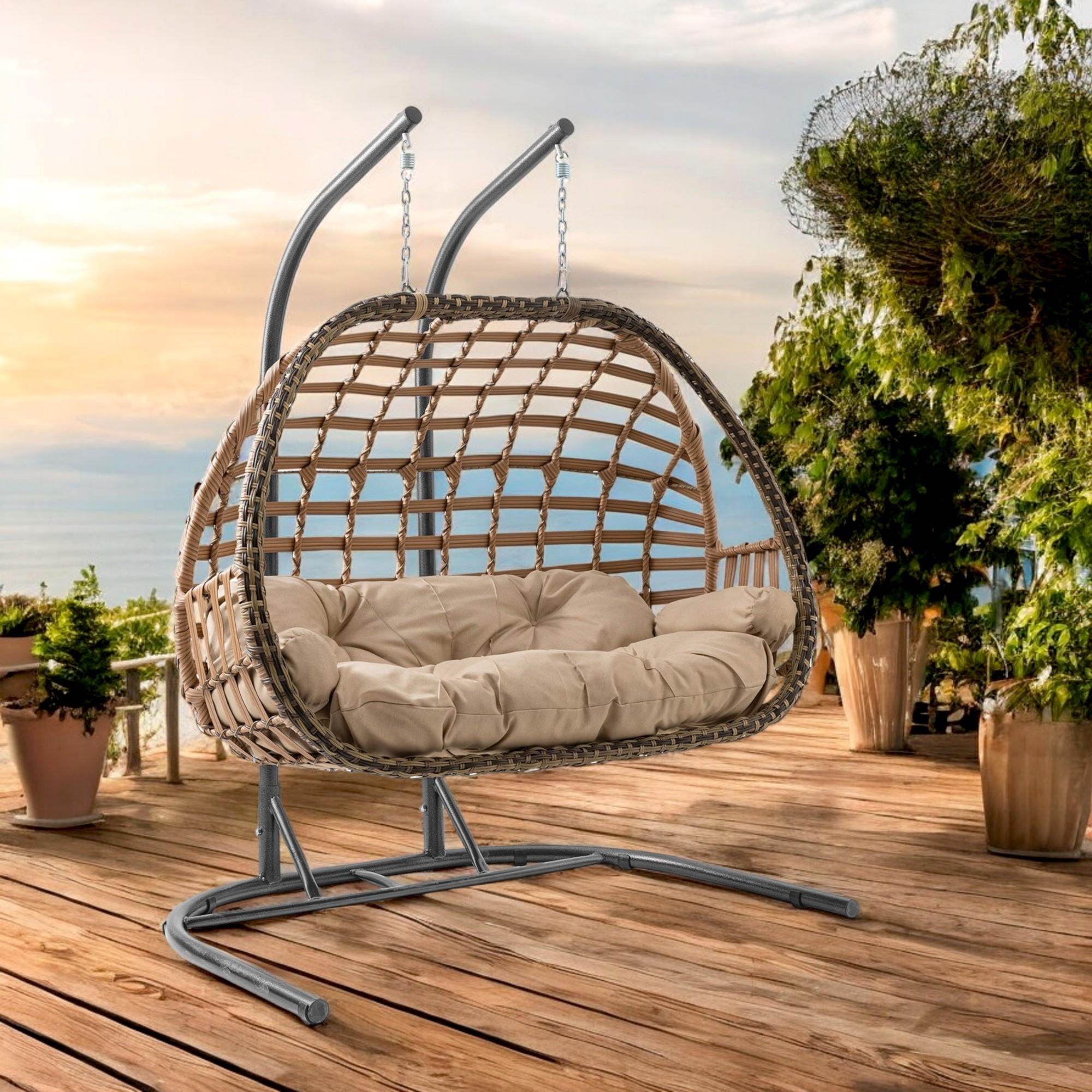 Oylat | Çiftli Rattan Bahçe Salıncağı | Rehome Balkon Salıncağı