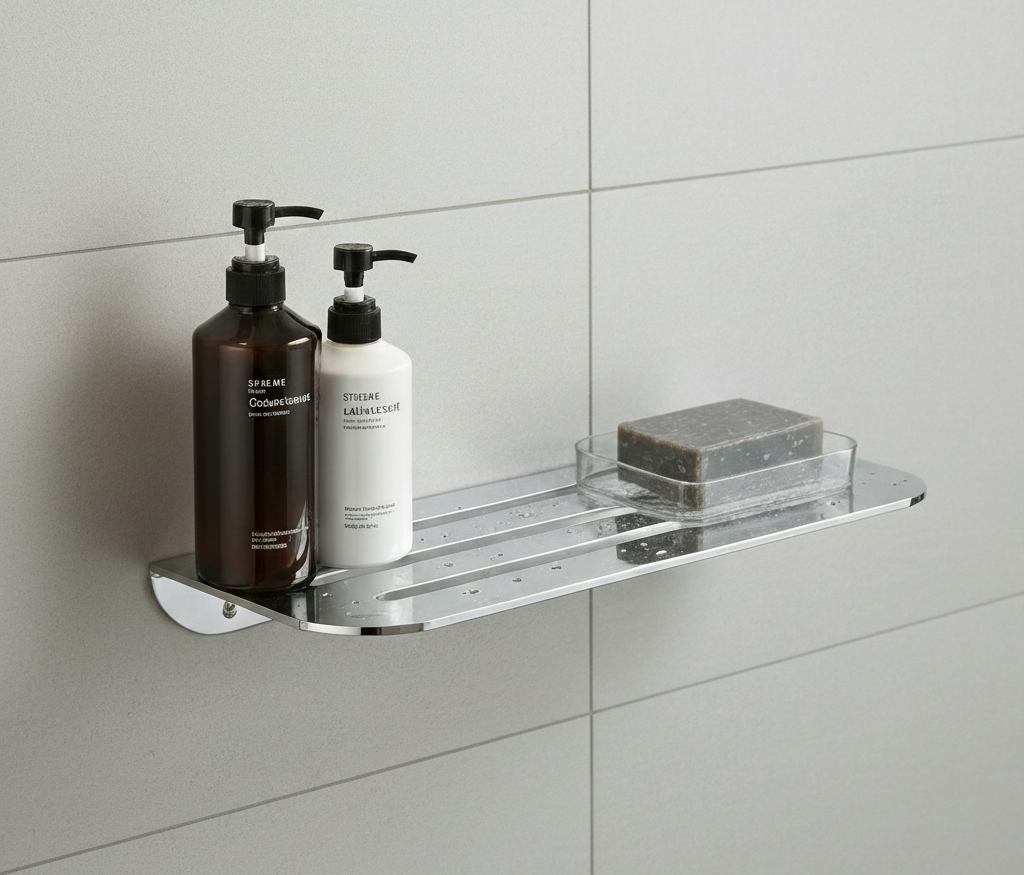 Paslanmaz Çelik Banyo Rafı - Modern ve Fonksiyonel Tasarım