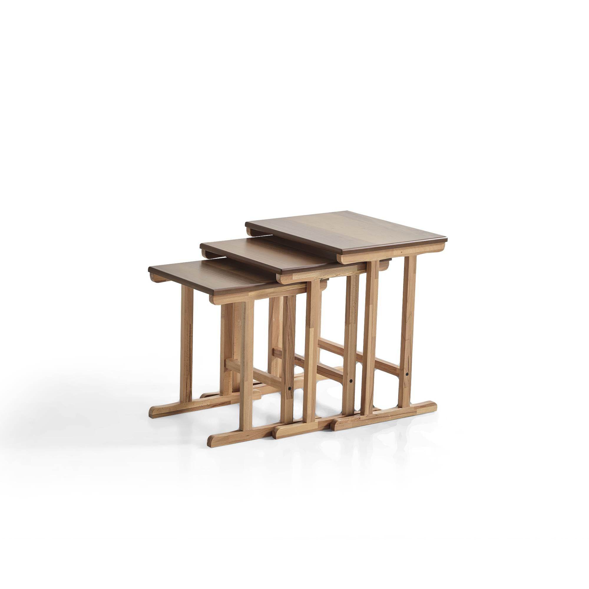 Peony Üçlü Zigon Sehpa | Ceviz | Kayın Sehpa