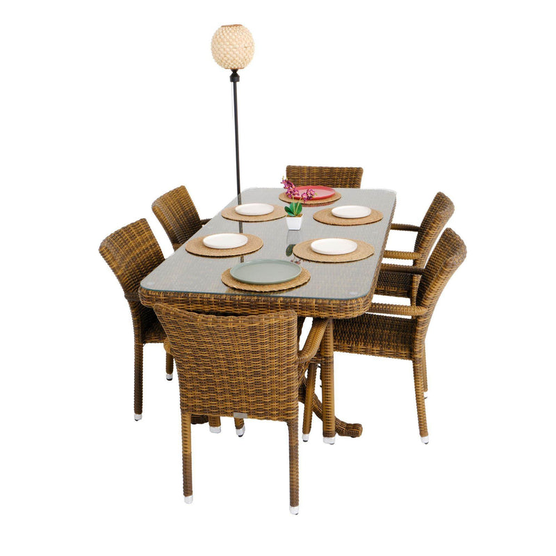 Peter 90x180 Rattan Bahçe Masa Takımı | Rehome