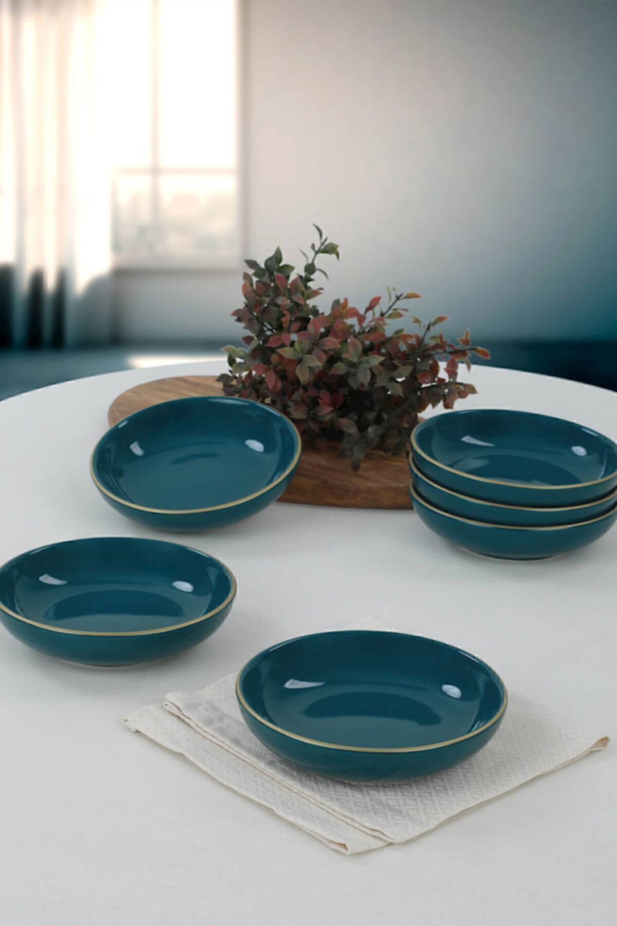 Petrol Mavi Halka Çerezlik/Sosluk 13 Cm 6 Adet