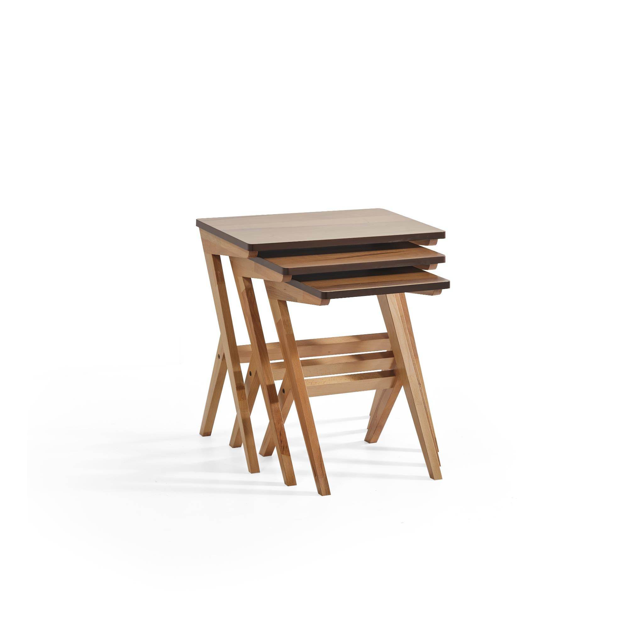 Pion Üçlü Zigon Sehpa |Ceviz | Kayın Sehpa