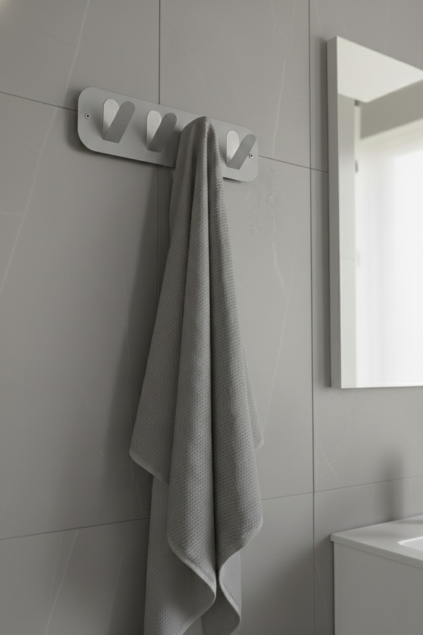 Premium 4'lü Galvaniz Açık Gri Banyo Askısı | Rehome