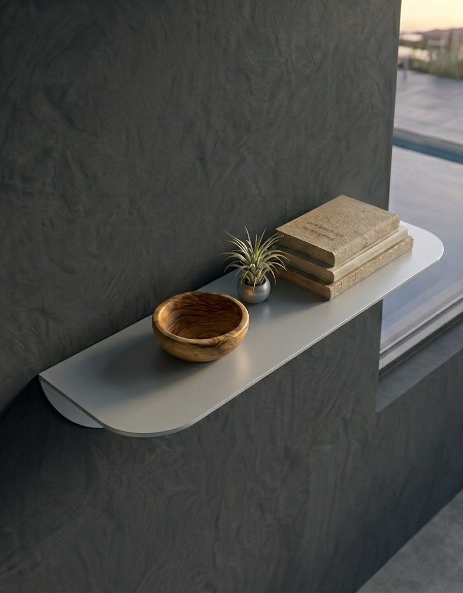 Premium Estetik Açık Gri Metal Raf - Modern Antre ve Salon Düzenleyici