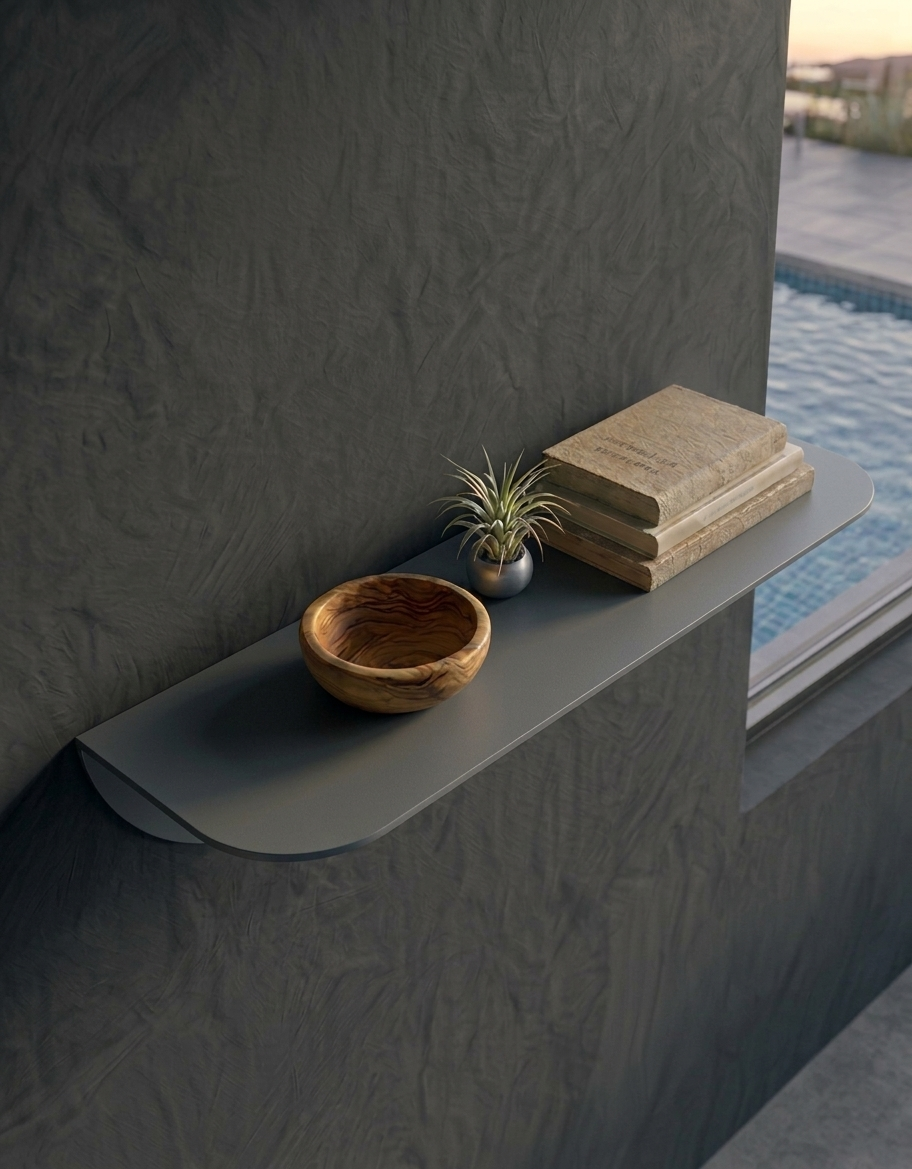 Premium Estetik Koyu Gri Metal Raf - Modern Antre ve Salon Düzenleyici