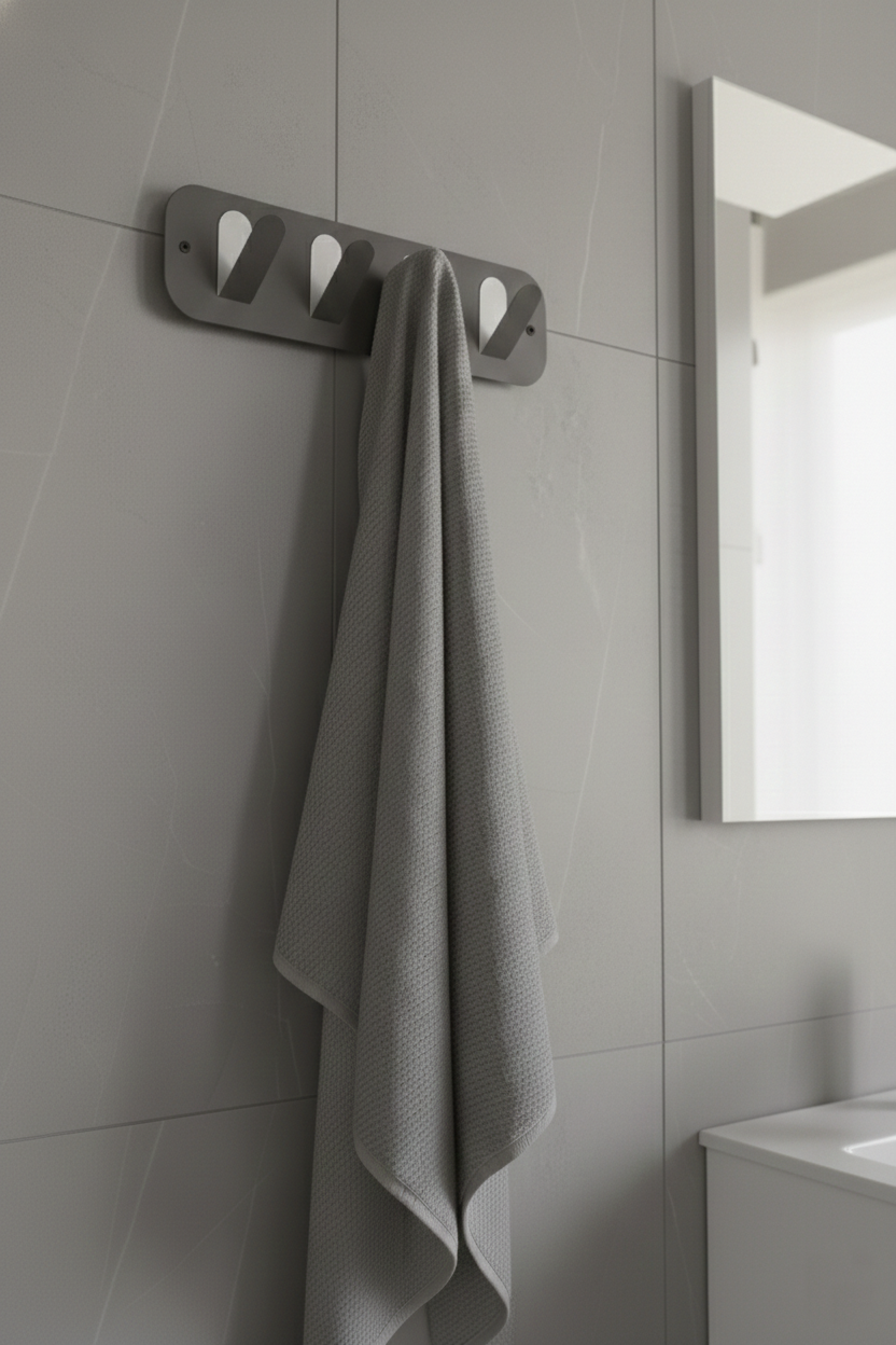 Premium 4'lü Galvaniz Koyu Gri Banyo Askısı | Rehome