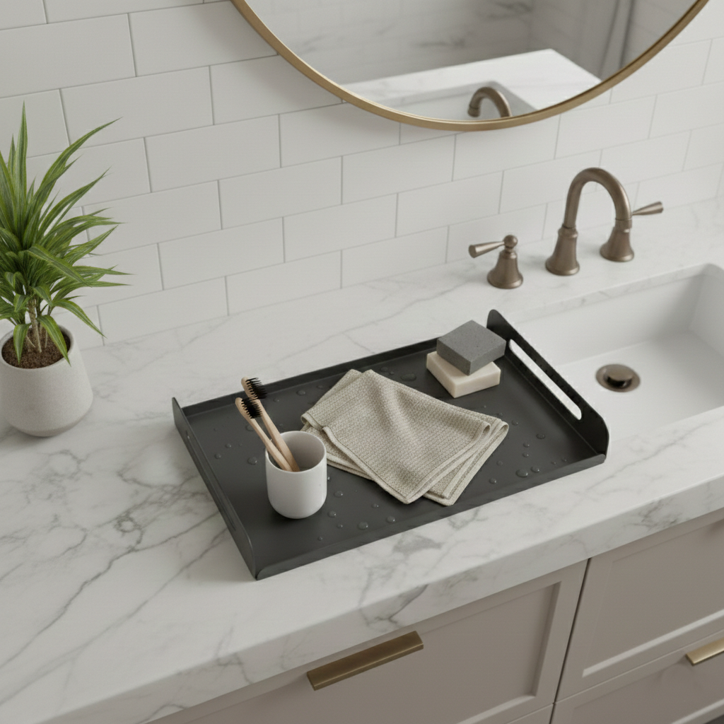 Lavabo Üstü Banyo Organizer Galvaniz Koyu Gri | Rehome