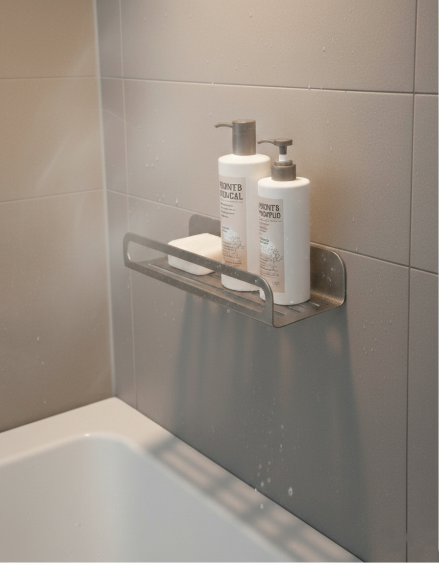 Premium Paslanmaz Çelik Banyo Duş Rafı | Rehome