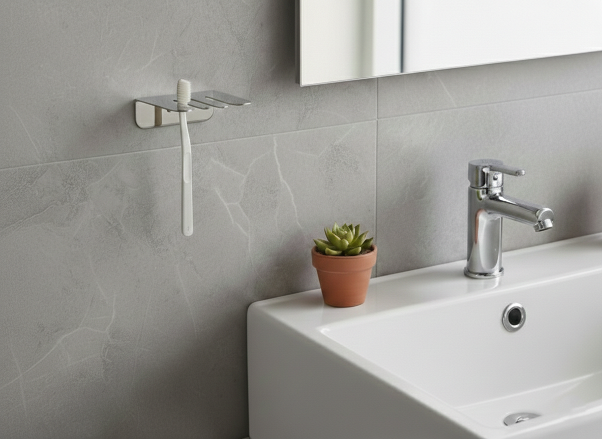 Premium Çelik 4 Bölmeli Diş Fırçası Askısı | Rehome