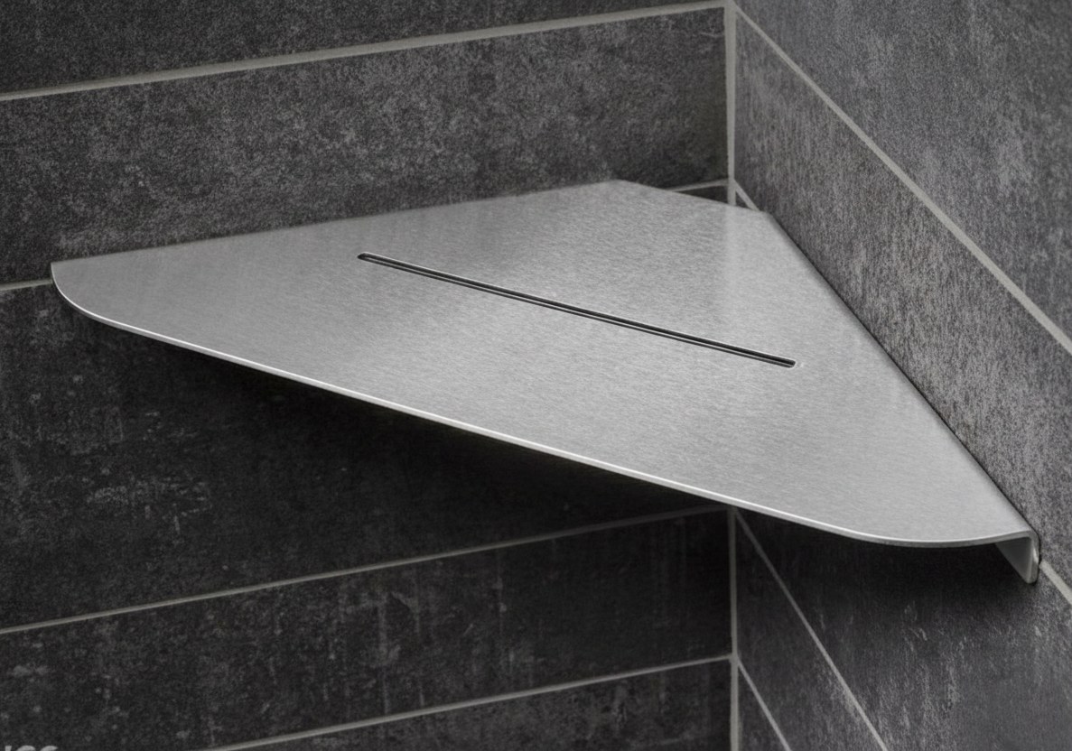 Premium Paslanmaz Çelik Köşe Banyo Rafı | Rehome