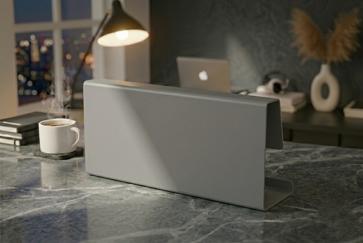 Premium Seri Koyu Gri Metal Masaüstü Organizer | Modern Ofis ve Çalışma Alanı Tasarımı