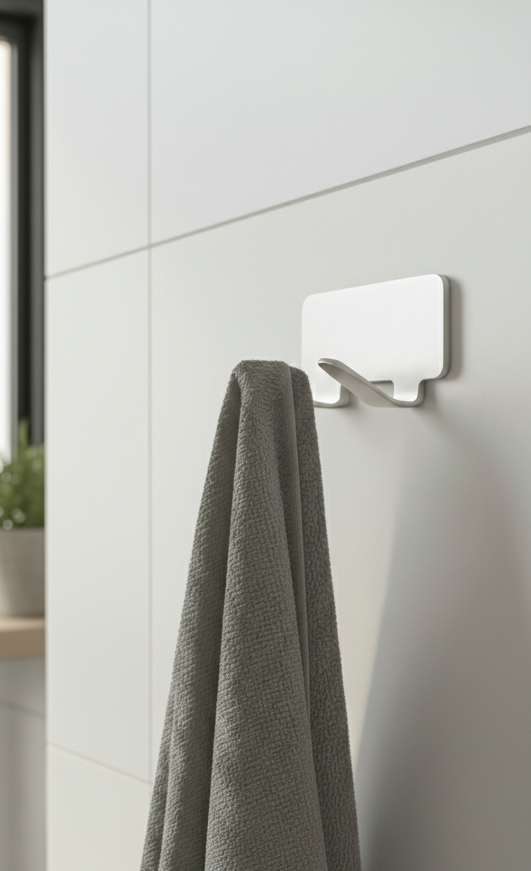 Premium Seri Paslanmaz Çelik İkili Banyo Askısı - Yapışkanlı Havlu Askılığı