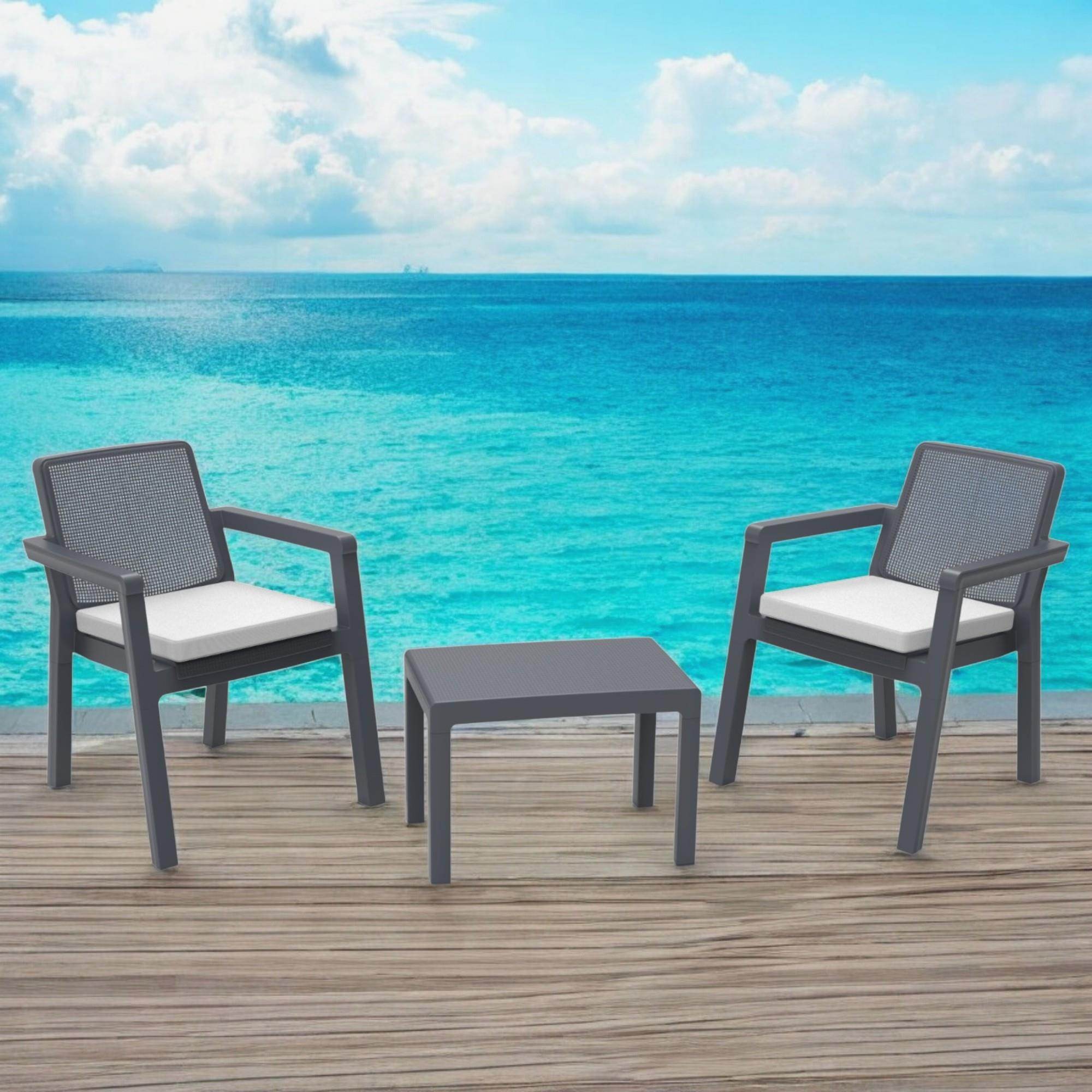 Prestij 1+1+Sehpa Bahçe Takımı | Plastik Balkon Takımı