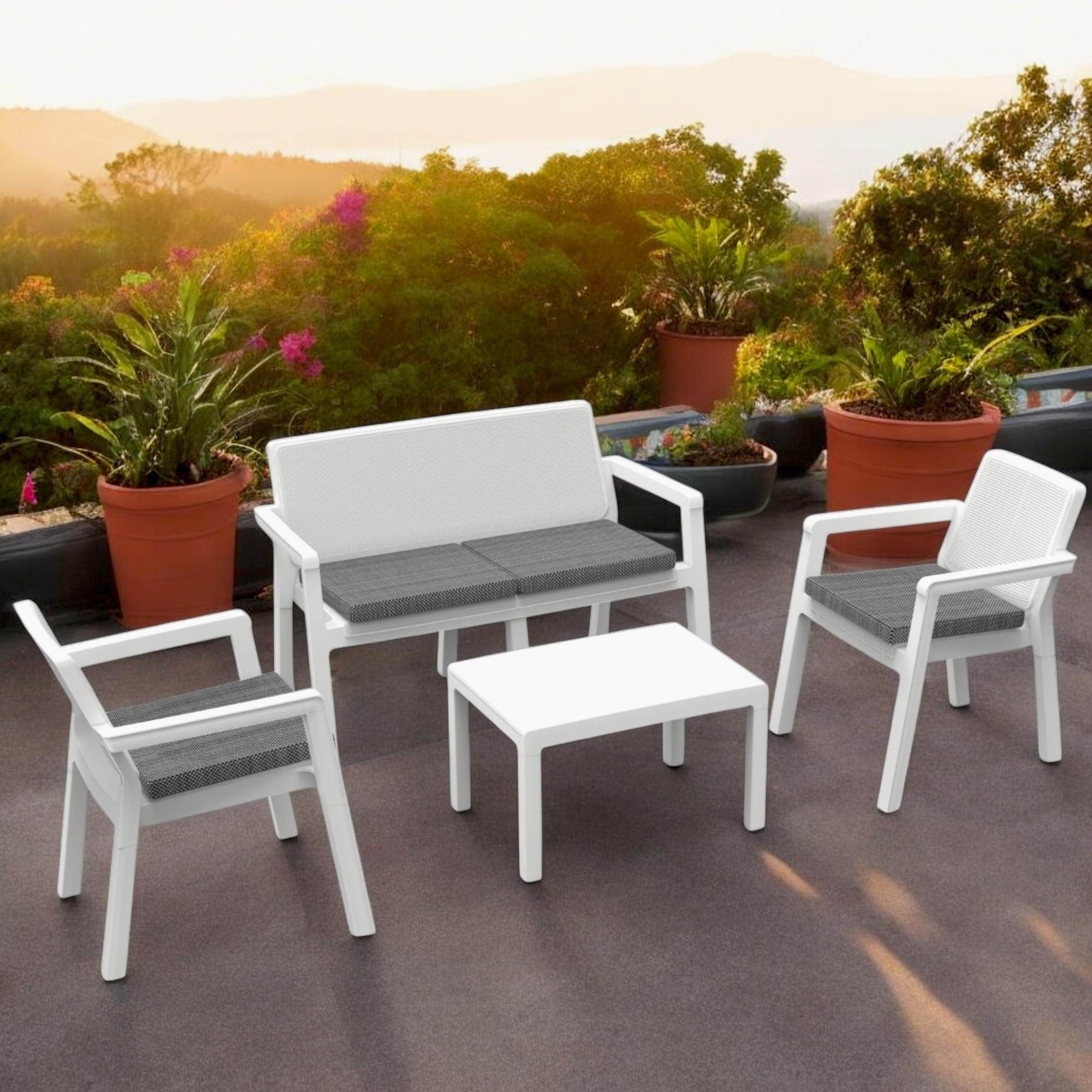 Prestij 2+1+1+Sehpa Bahçe Mobilyası | Plastik Balkon Takımı