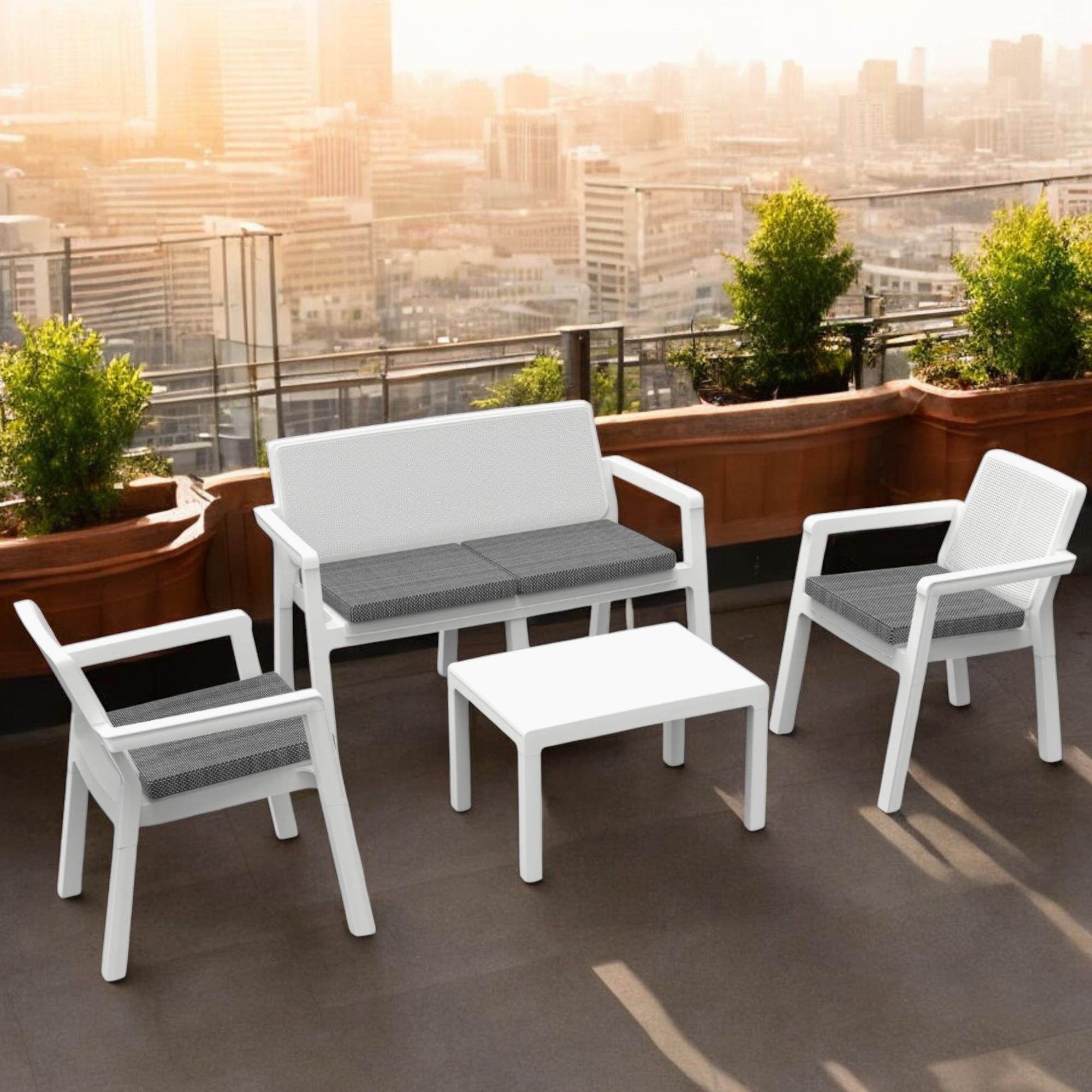 Prestij 2+1+1+Sehpa Bahçe Mobilyası | Plastik Balkon Takımı