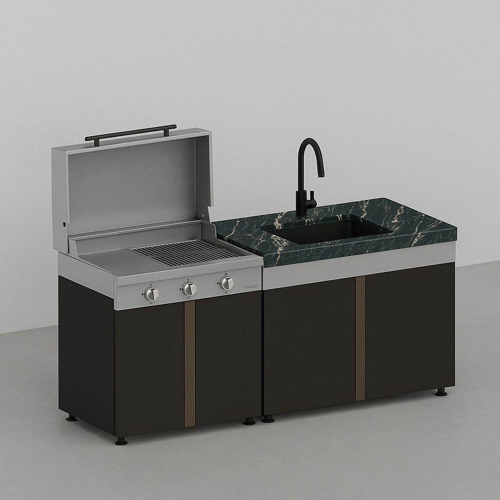 Pure 190 Cm Bahçe Mutfağı | Modüllü Barbekü Seti