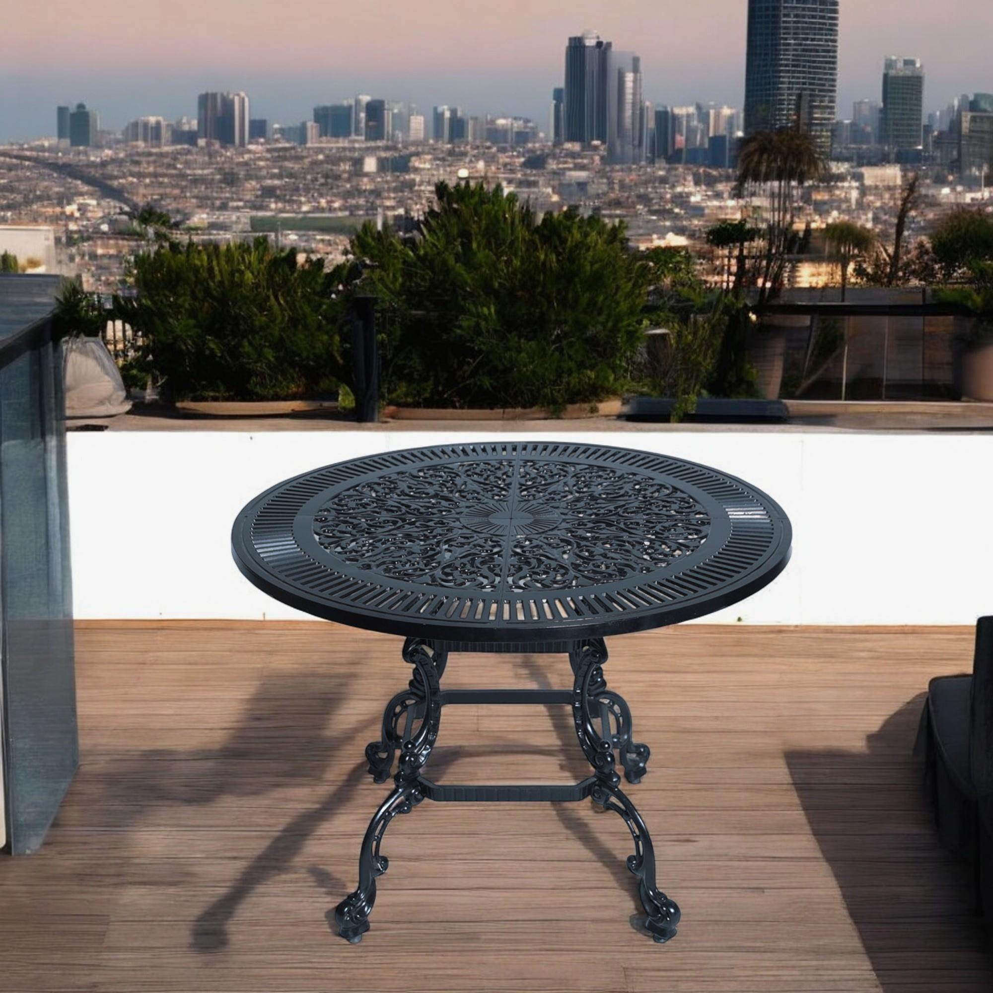 Q100 Alüminyum Döküm Yuvarlak Bahçe ve Balkon Masası