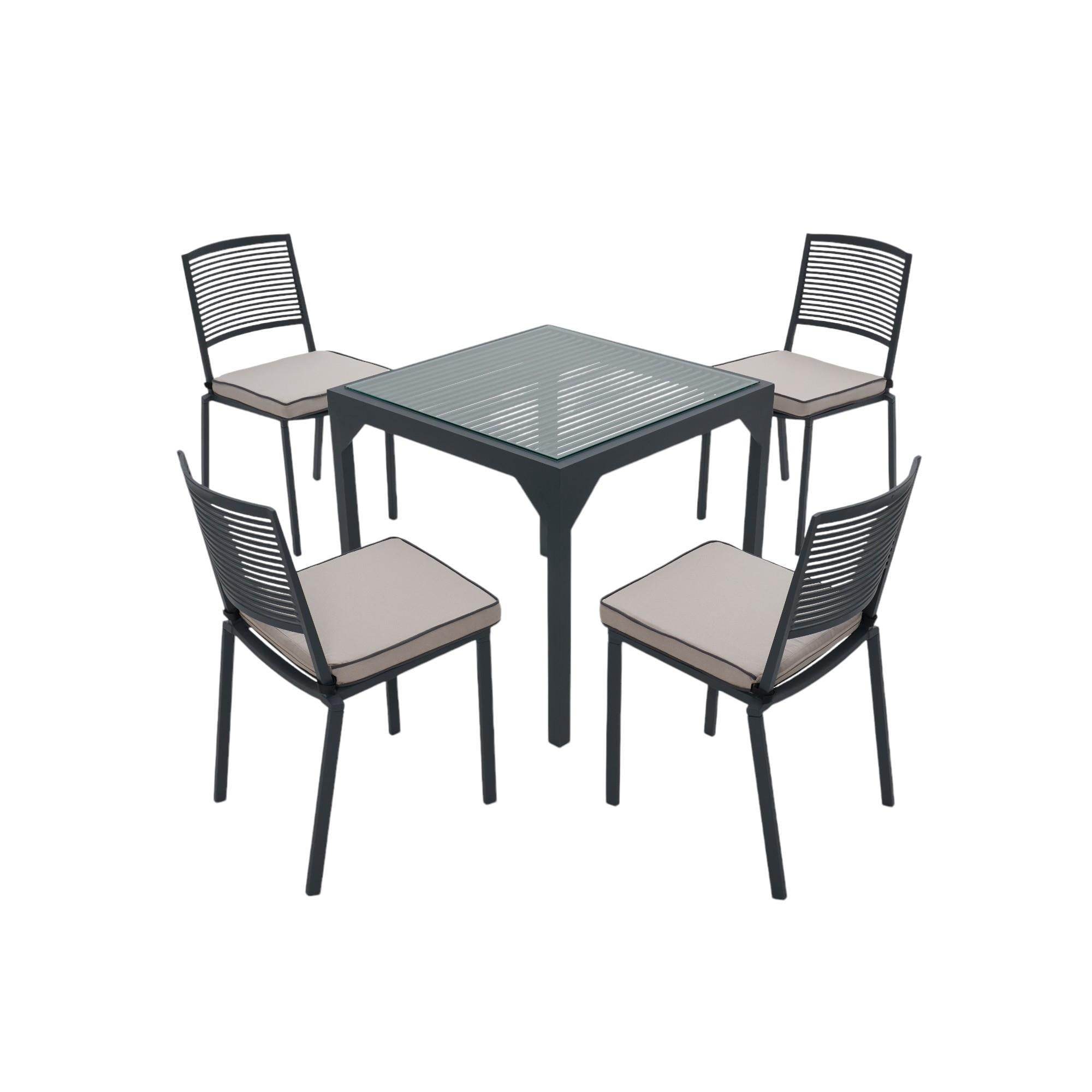 Queen Siyah Bahçe Masa Sandalye Takımı | Rehome Modern Cam Masa Seti