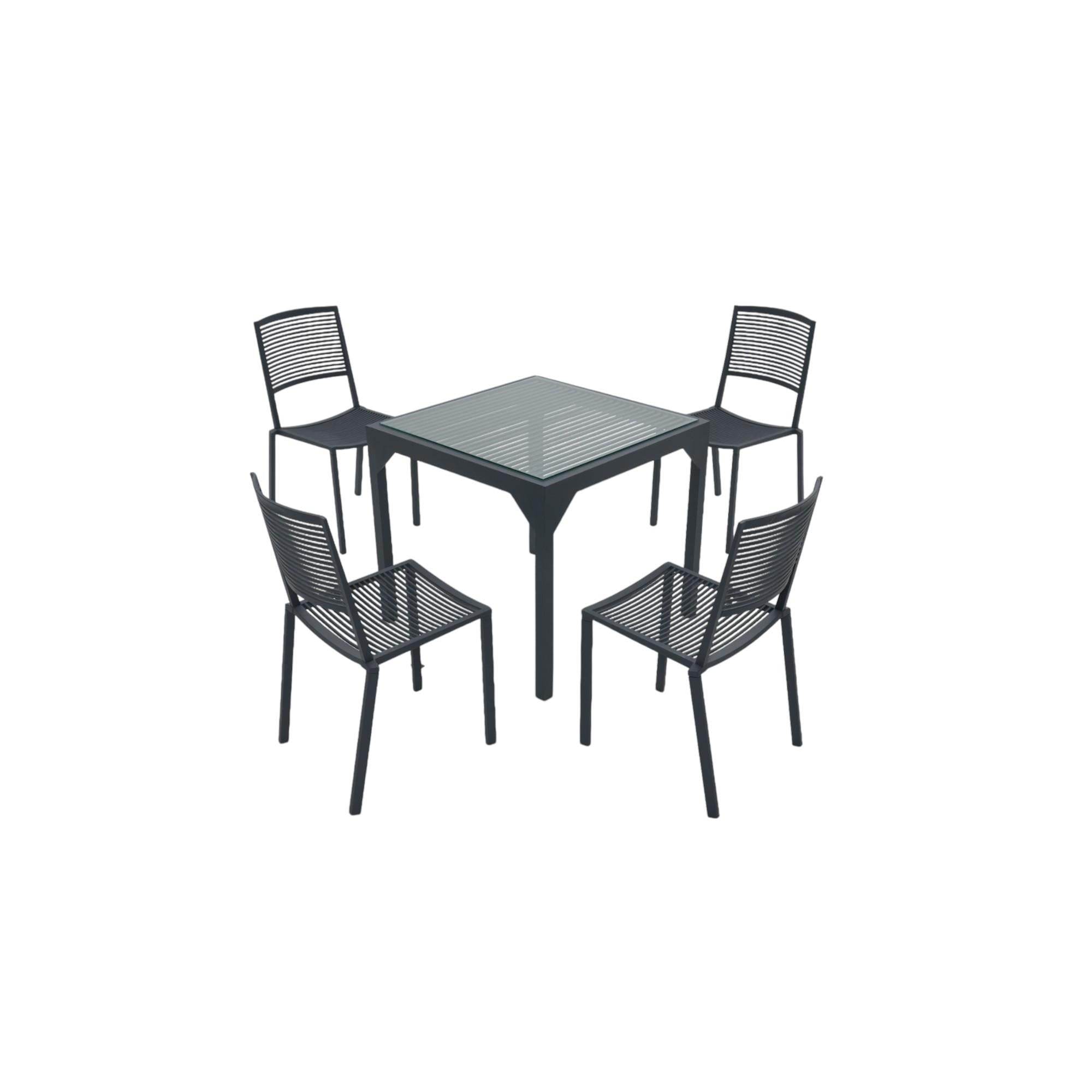 Queen Siyah Bahçe Masa Sandalye Takımı | Rehome Modern Cam Masa Seti