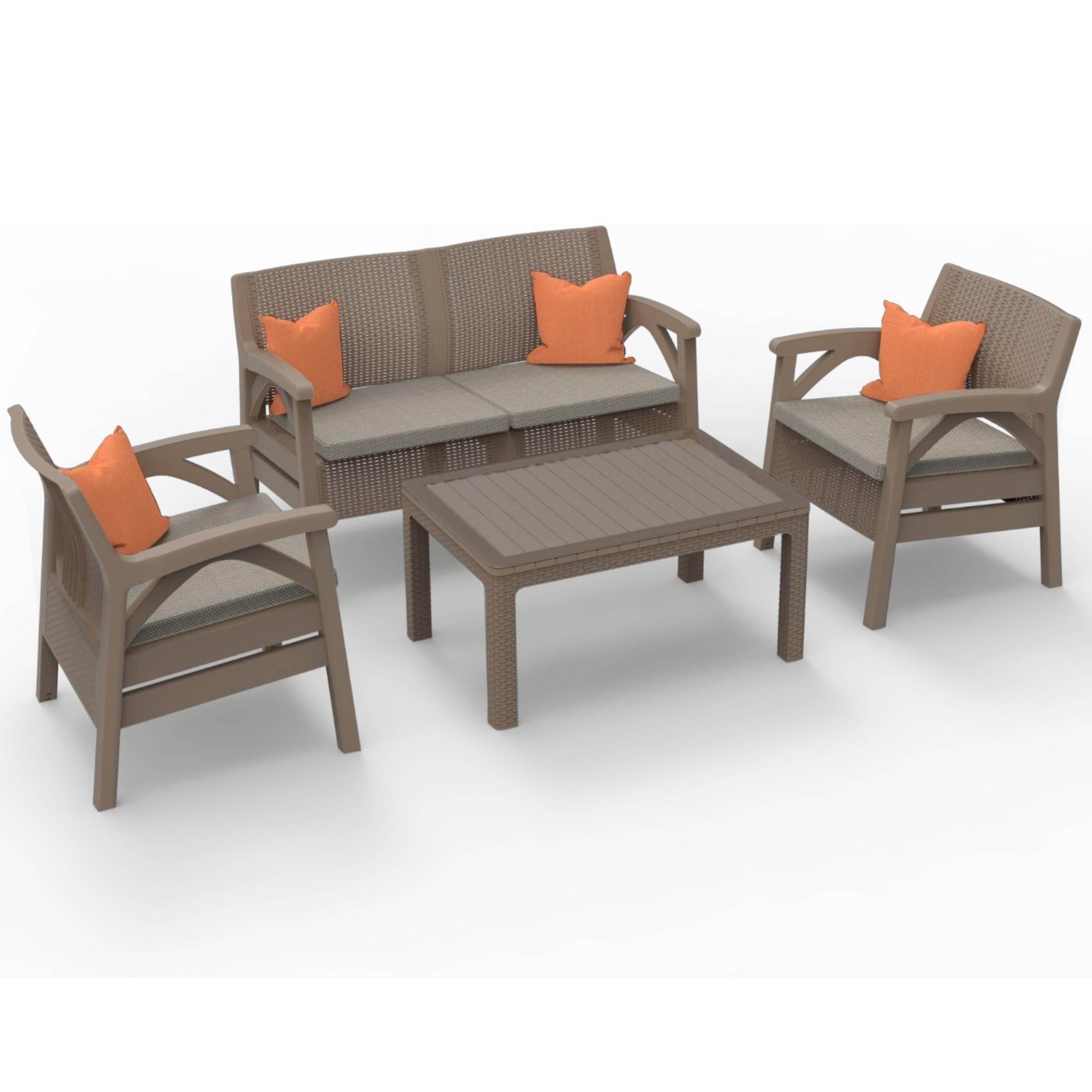 Raddan 2+1+1+Sehpa Bahçe Oturma Grubu | Plastik Balkon Takımı