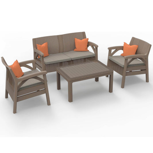 Raddan 2+1+1+Sehpa Bahçe Oturma Grubu | Plastik Balkon Takımı