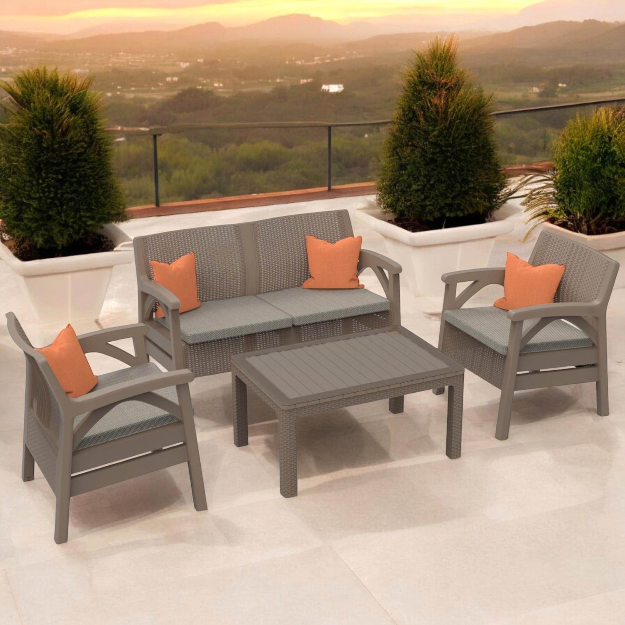 Raddan 2+1+1+Sehpa Bahçe Oturma Grubu | Plastik Balkon Takımı