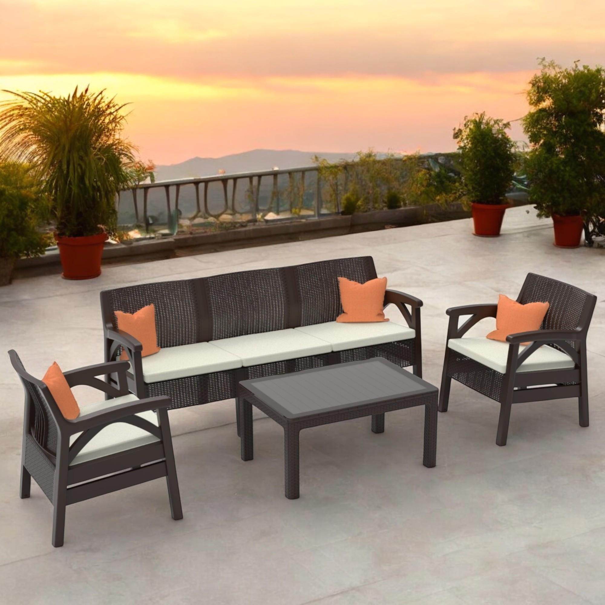 Raddan 3+1+1+Sehpa Bahçe Oturma Grubu | Plastik Balkon Takımı