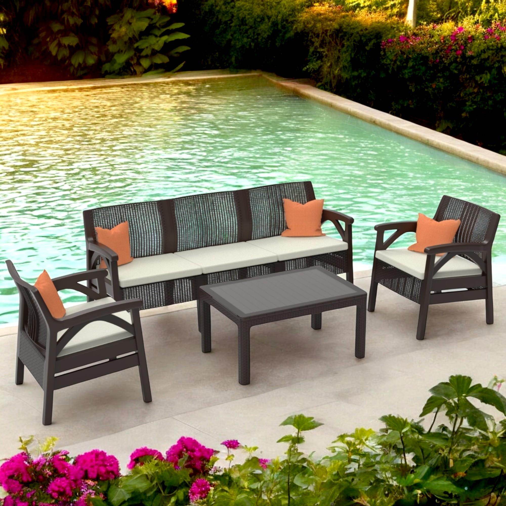 Raddan 3+1+1+Sehpa Bahçe Oturma Grubu | Plastik Balkon Takımı