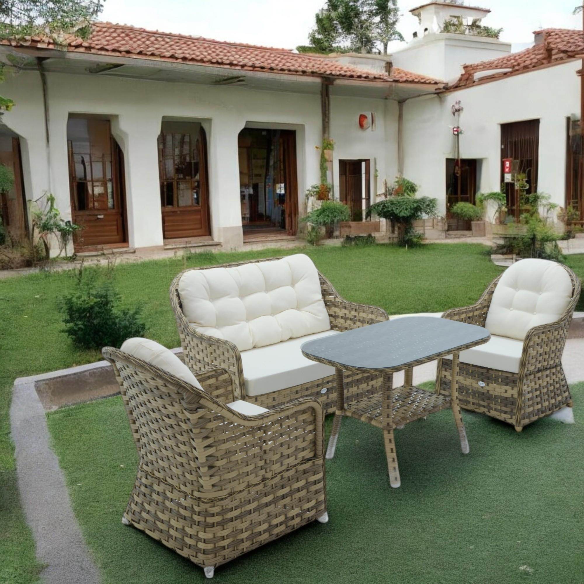 Radiance | Rehome Rattan Bahçe Oturma Grubu | 2+1+1+ Sehpa