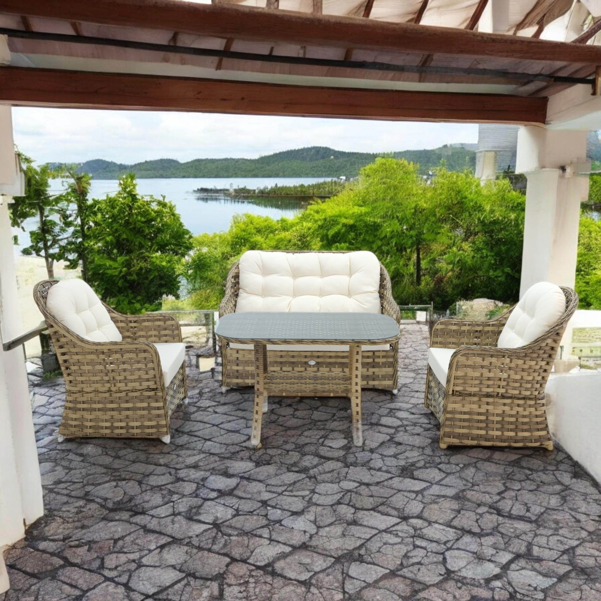 Radiance | Rehome Rattan Bahçe Oturma Grubu | 2+1+1+ Sehpa