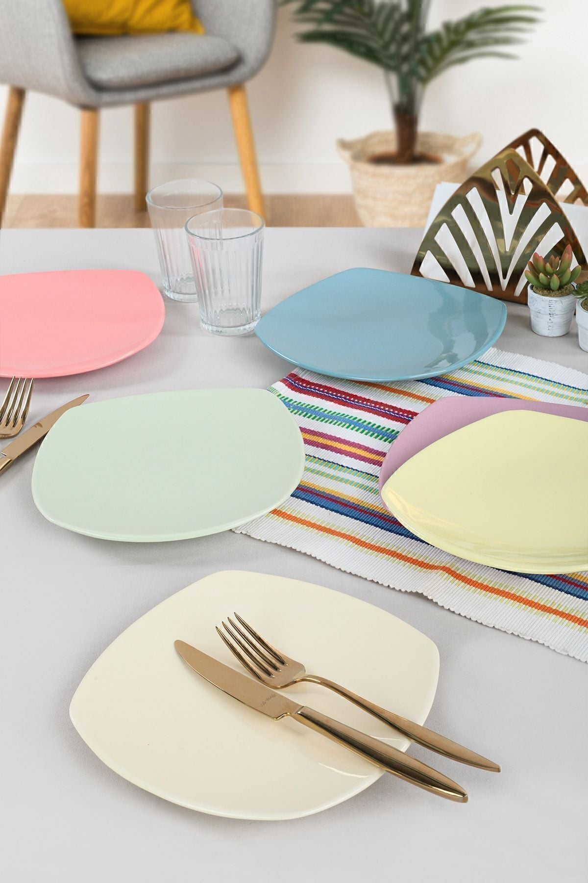 Rainbow Pasta Tabağı 22 Cm 6 Adet - 110 / 550