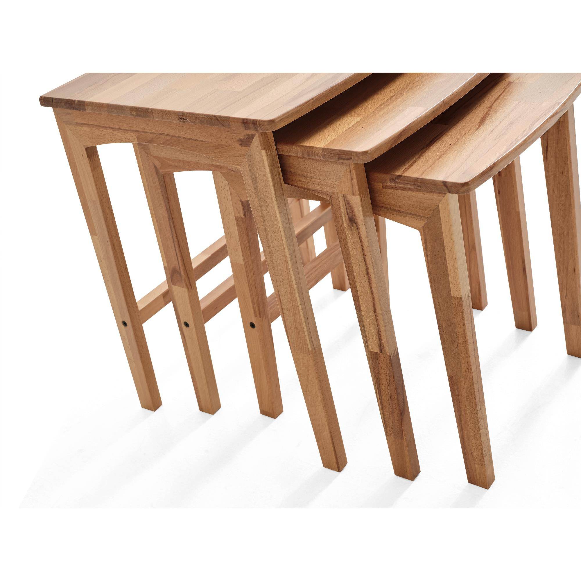 Ready Natural Üçlü Zigon Sehpa | Ceviz | Kayın Sehpa