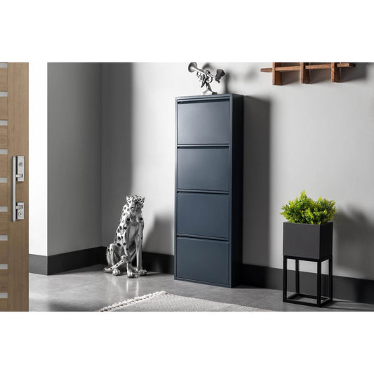 4 Raflı Metal Ayakkabılık | Antrasit | Kapı Önü Ayakkabılık | Rehome