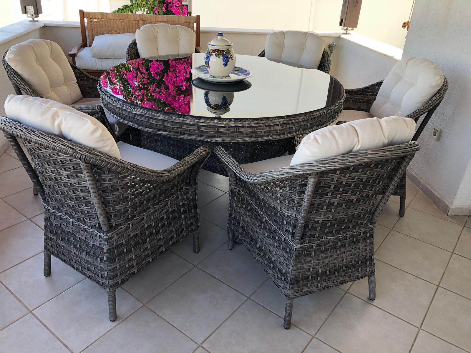 6 Kişilik Rattan Bahçe Yemek Takımı | Rehome