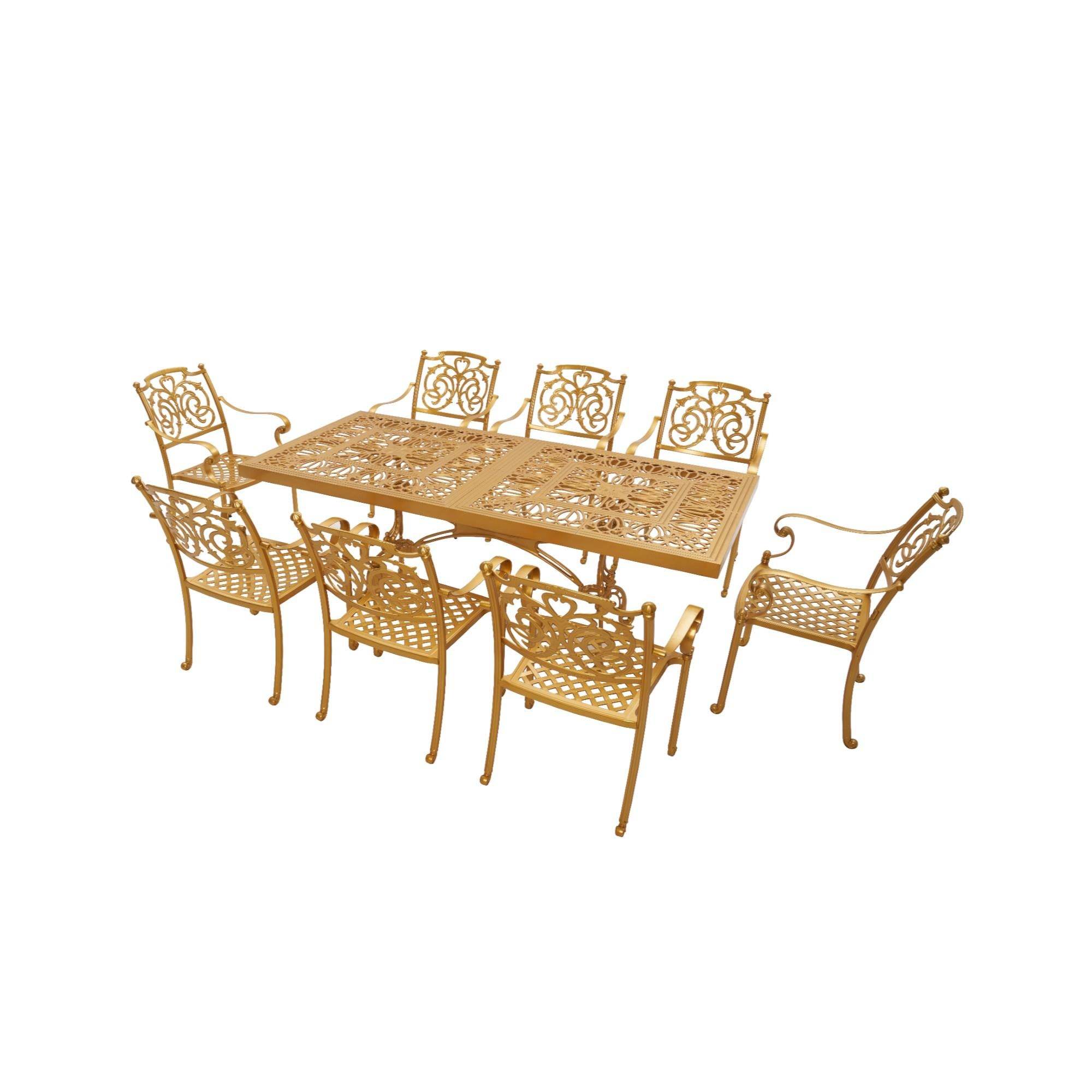 Aden Dikdörtgen 8 Kişilik Masa Takımı |Döküm Alüminyum | Rehome