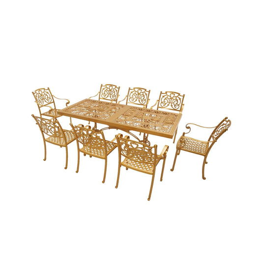 Aden Dikdörtgen 8 Kişilik Masa Takımı |Döküm Alüminyum | Rehome