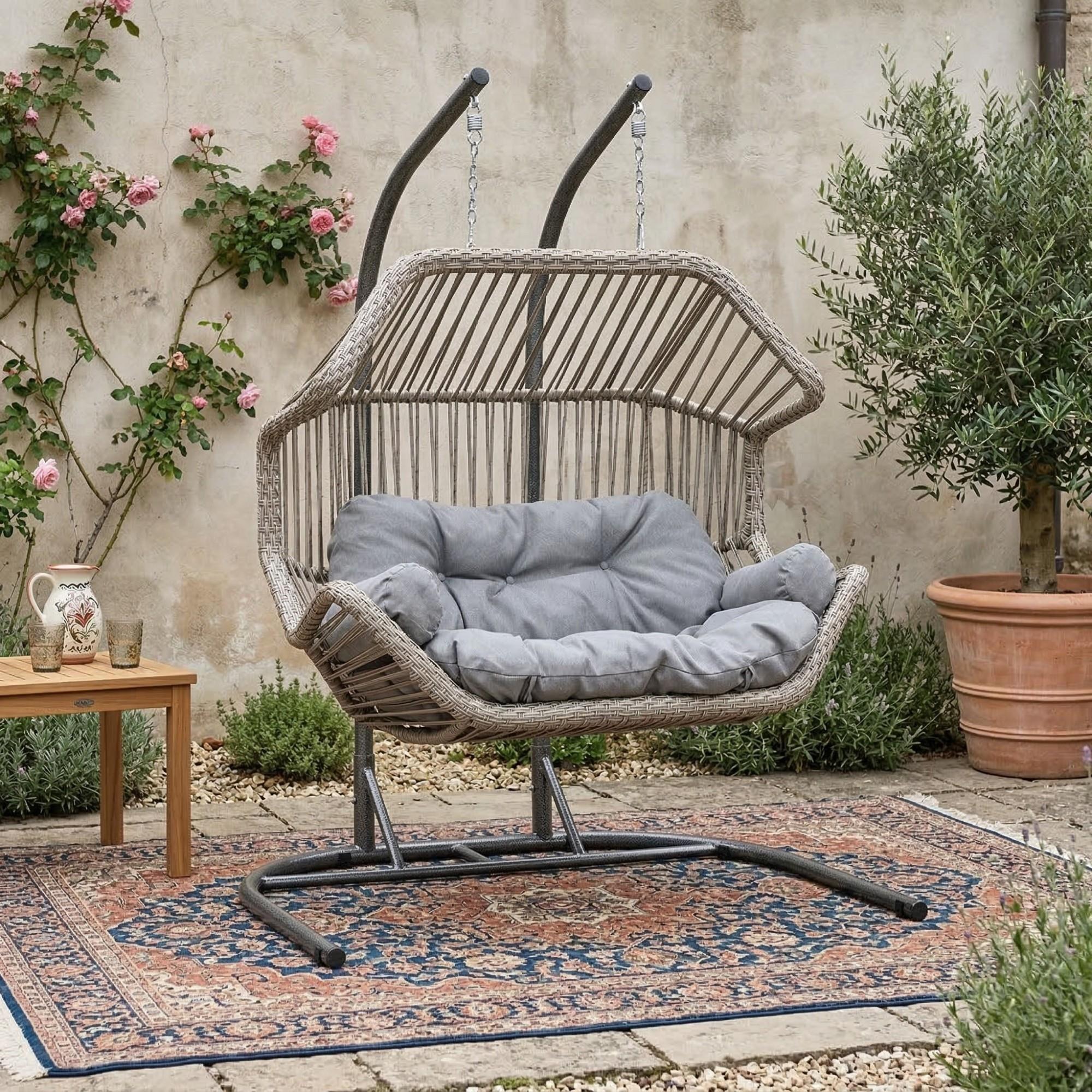 Rehome Akçay Çiftli Rattan Bahçe Salıncağı | Gri