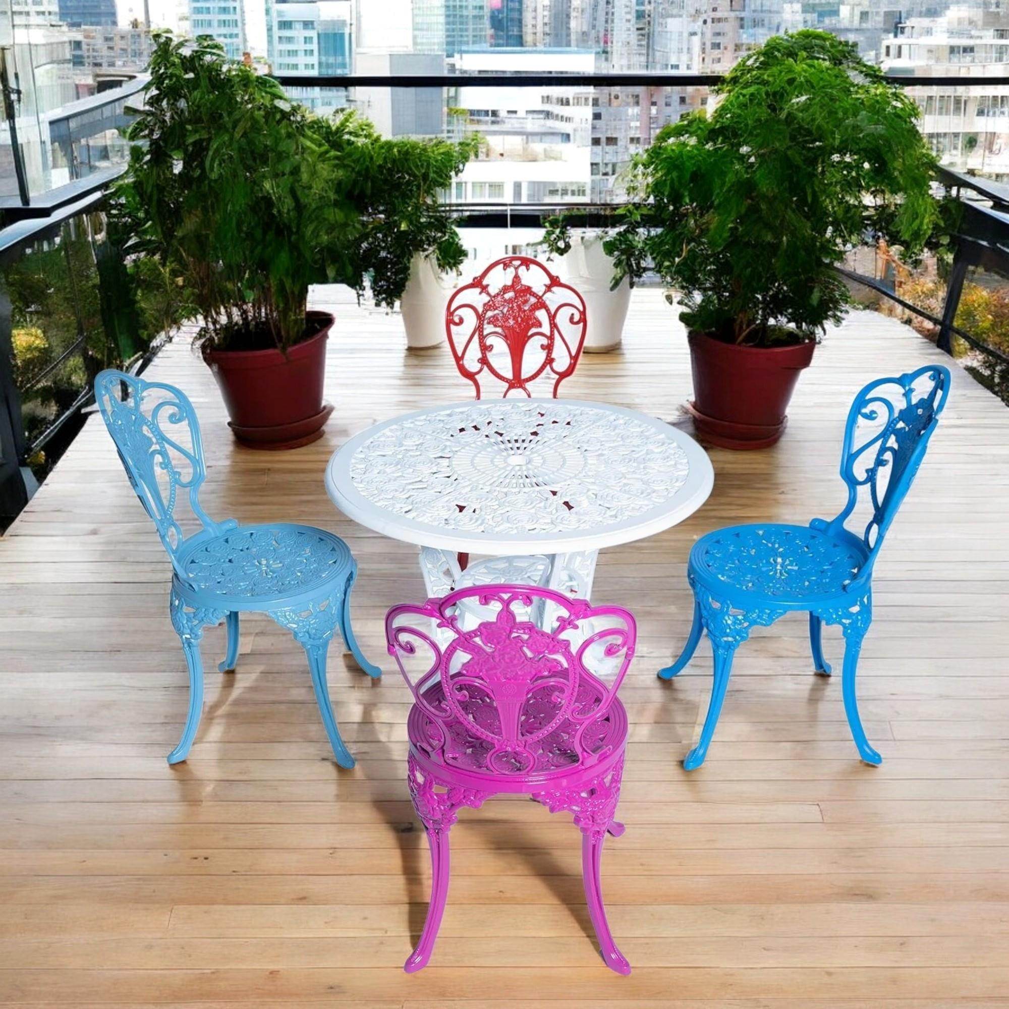 Rose Alüminyum Bahçe Mobilyası | 4 Kişilik Döküm Masa Sandalye Takımı