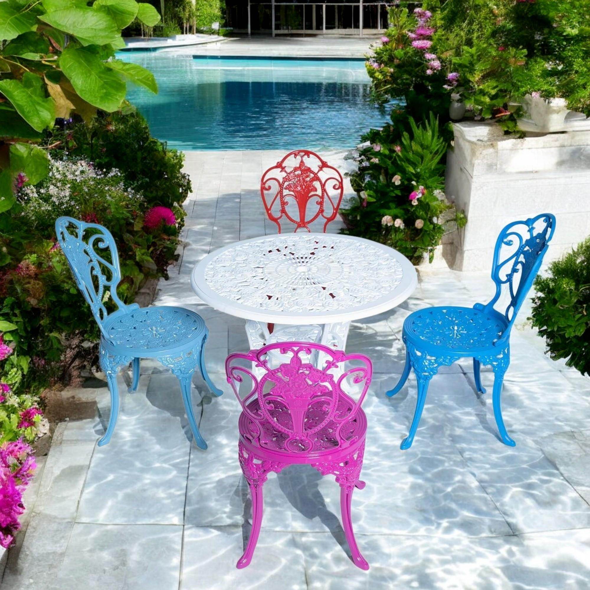 Rose Alüminyum Bahçe Mobilyası | 4 Kişilik Döküm Masa Sandalye Takımı